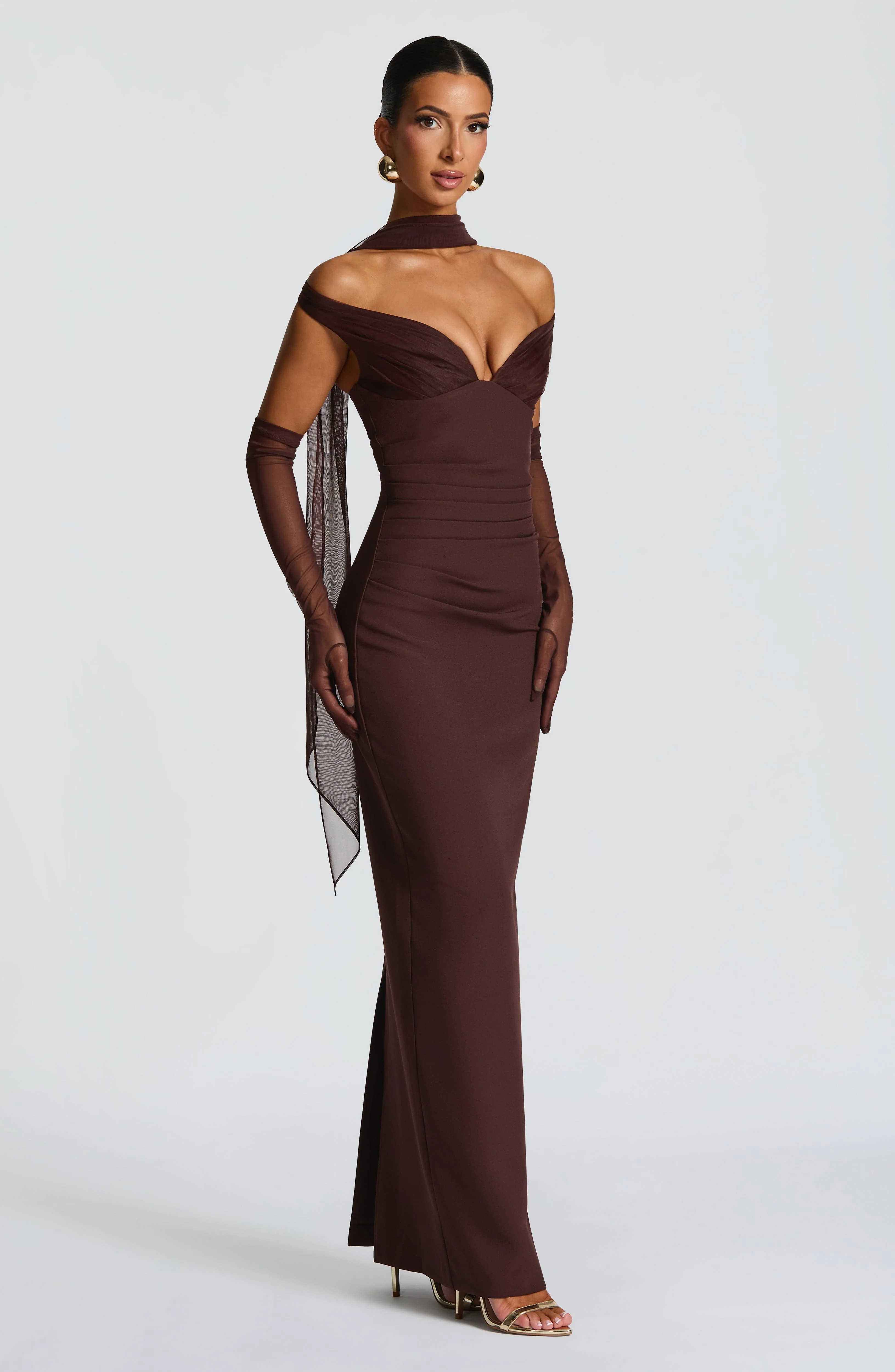 Abigail Maxi Dress - Plum Brown - Image 4