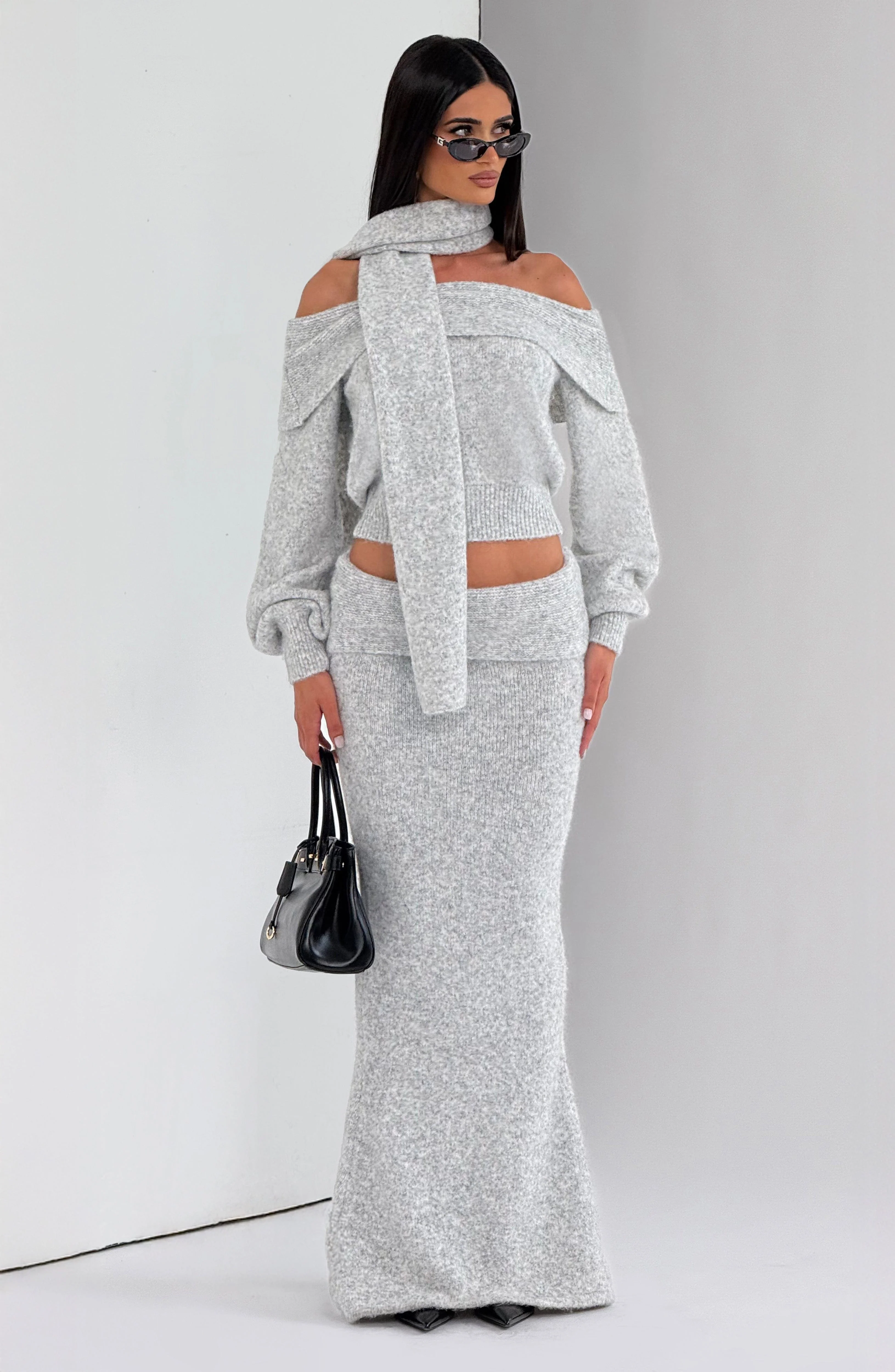 Andie Maxi Skirt - Light Grey Marl - Image 8