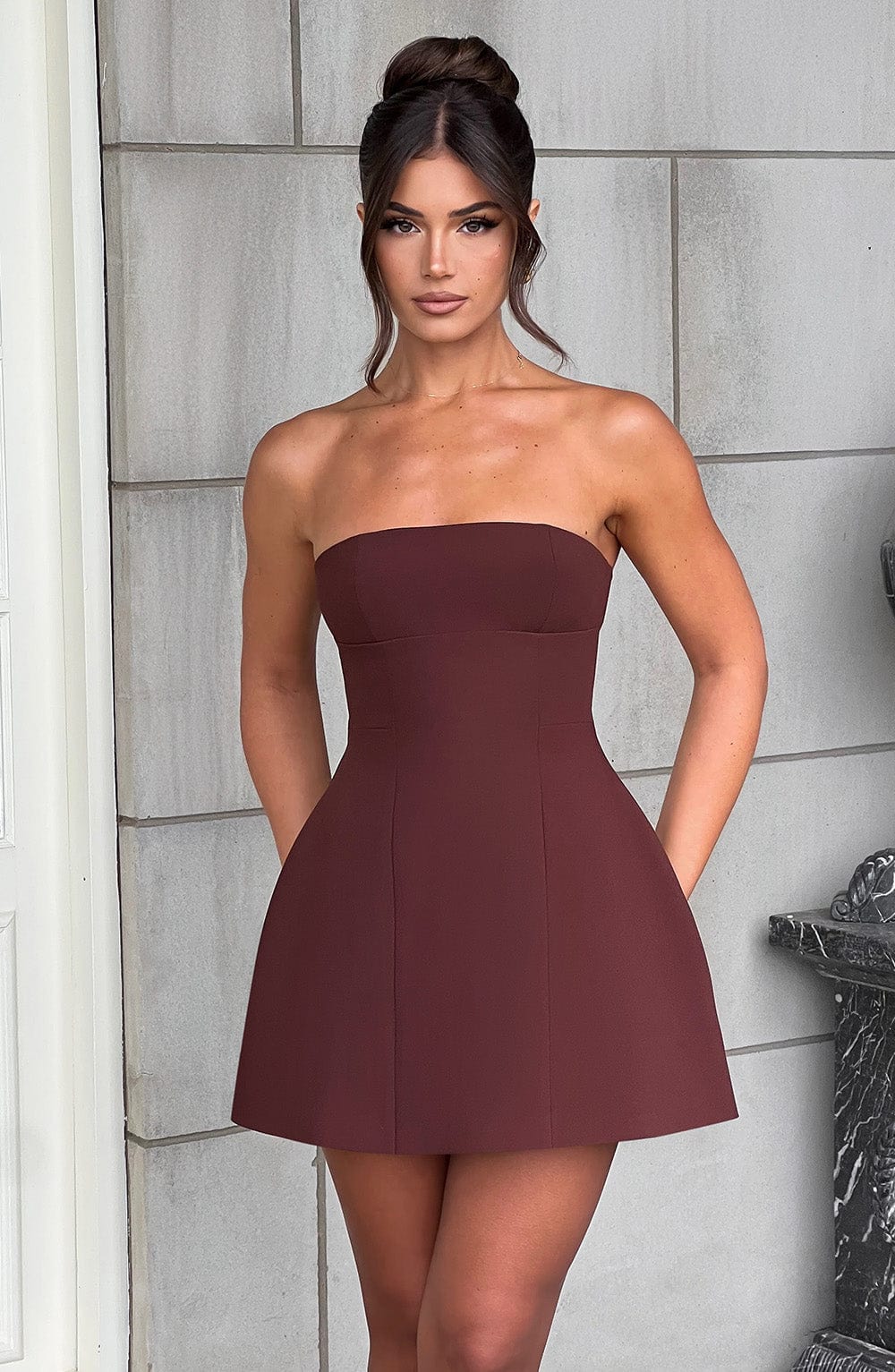 Asha Mini Dress - Brown - Image 6