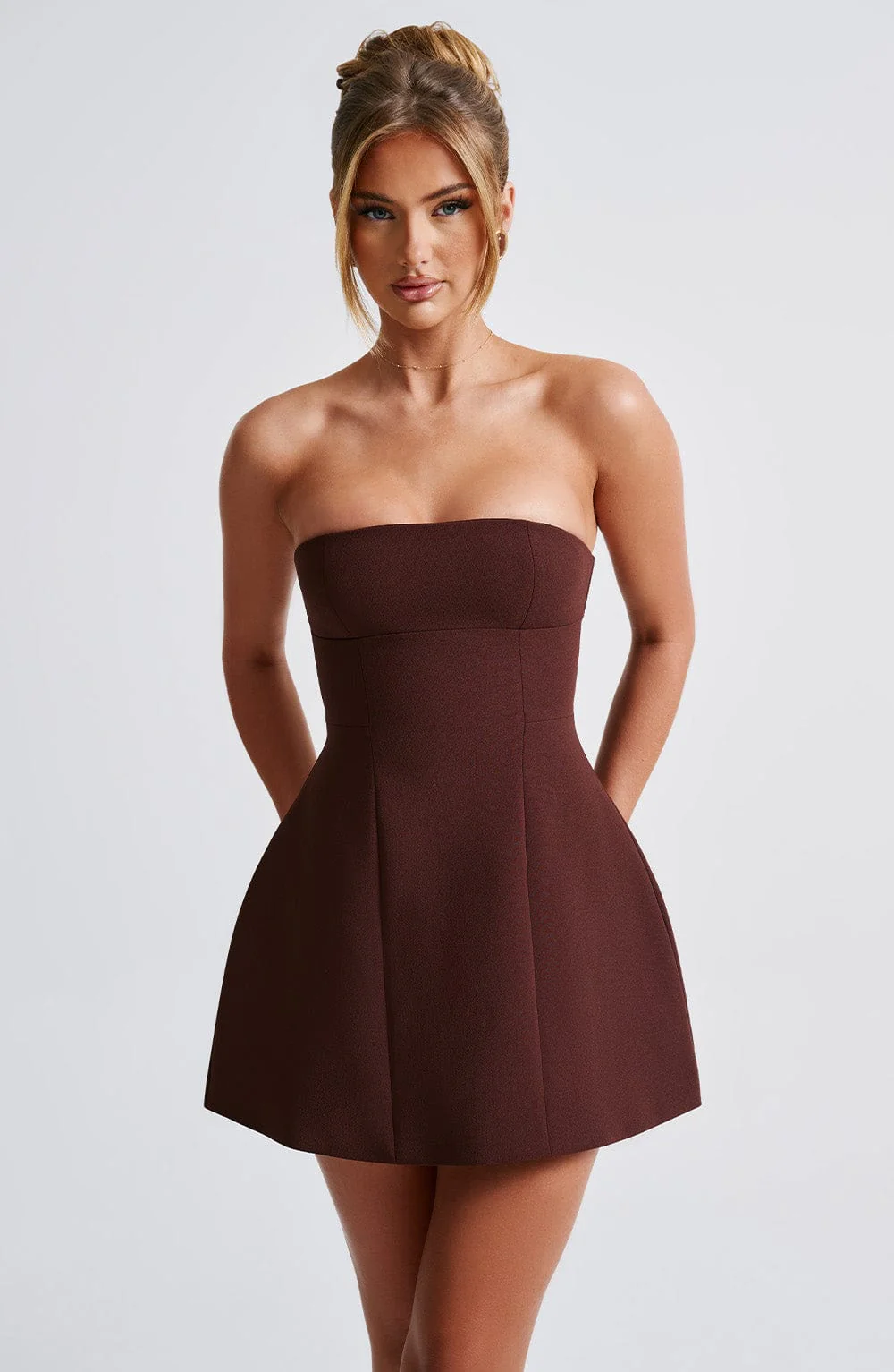 Asha Mini Dress - Brown - Image 9