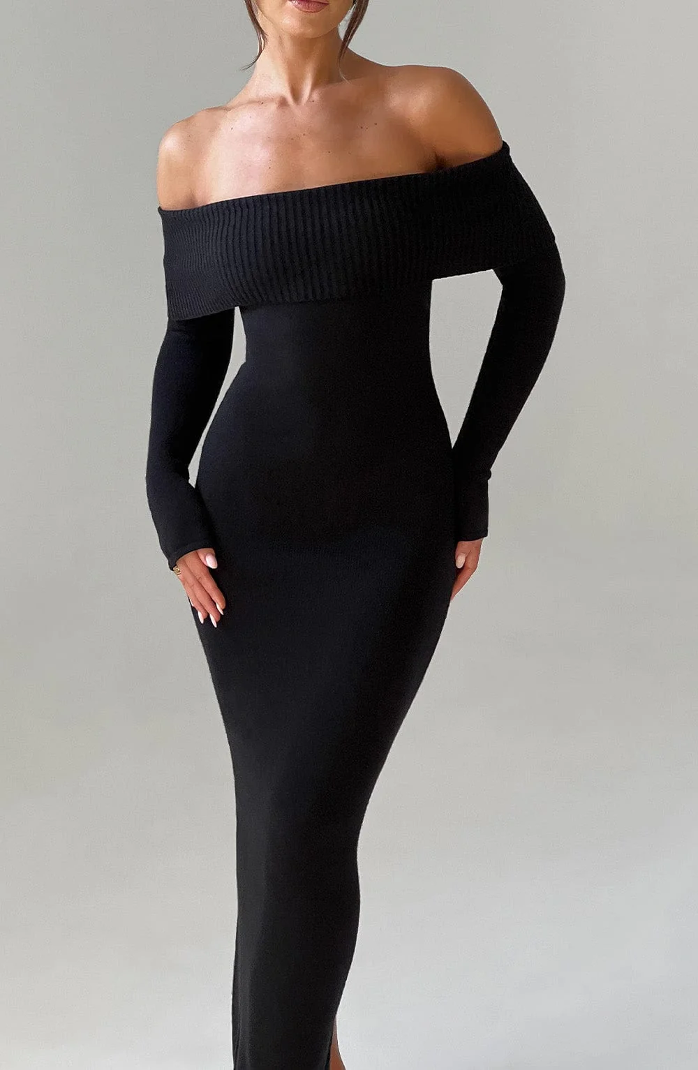 Beverley Knit Maxi Dress - Black - Image 2