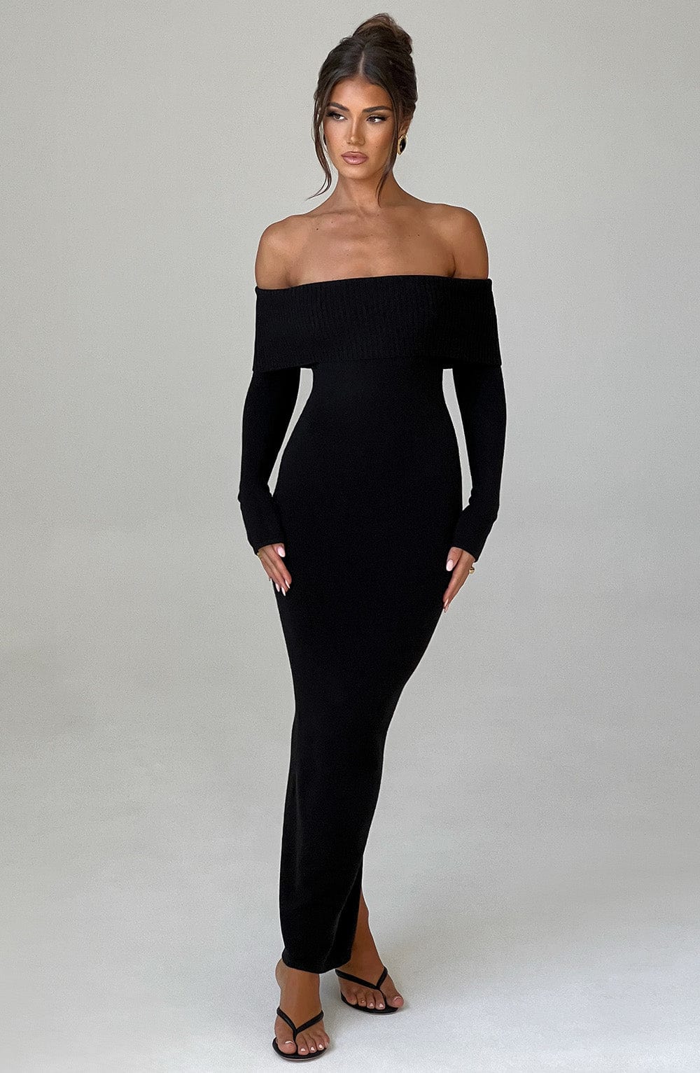 Beverley Knit Maxi Dress - Black - Image 5