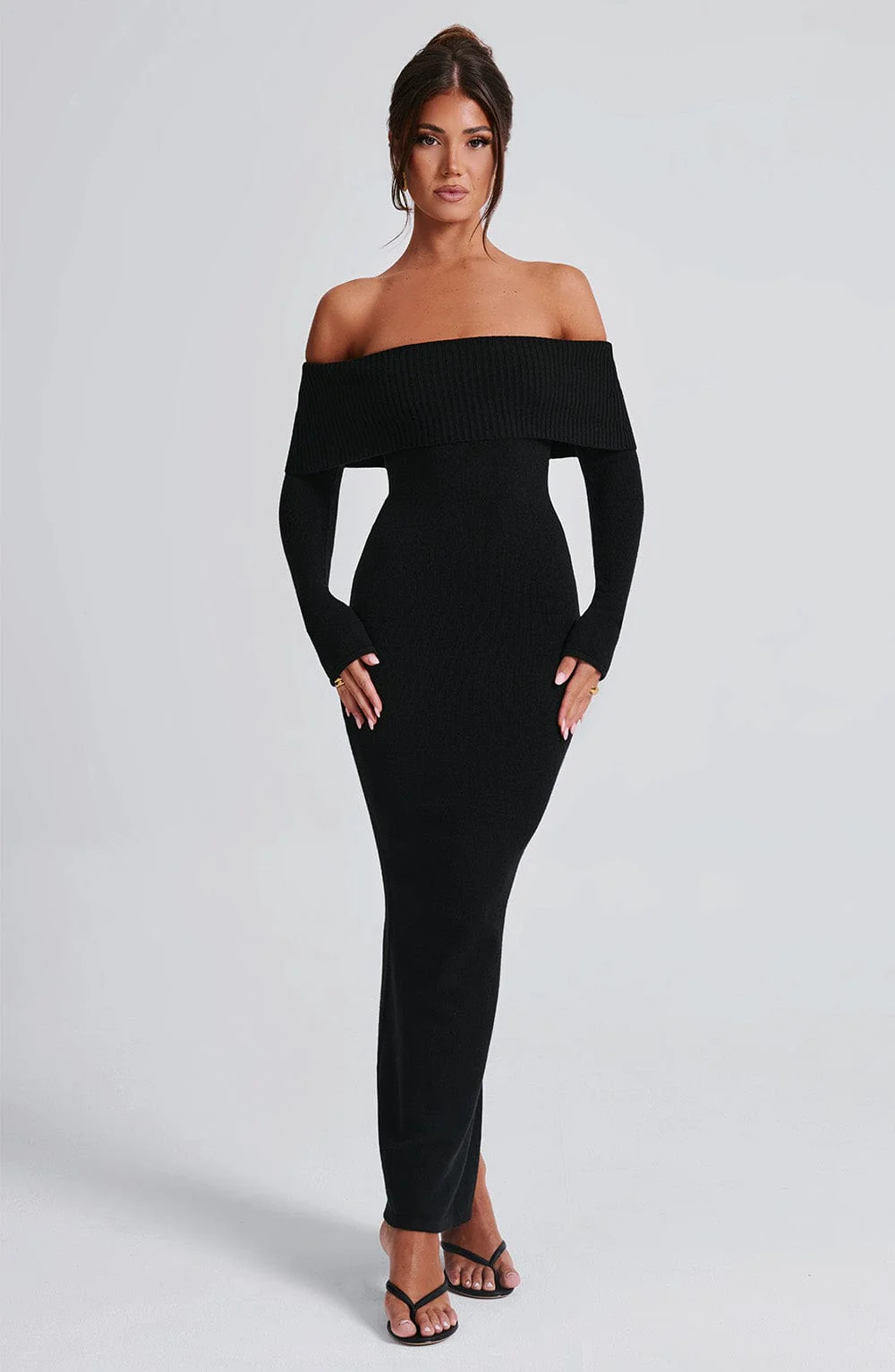 Beverley Knit Maxi Dress - Black - Image 8