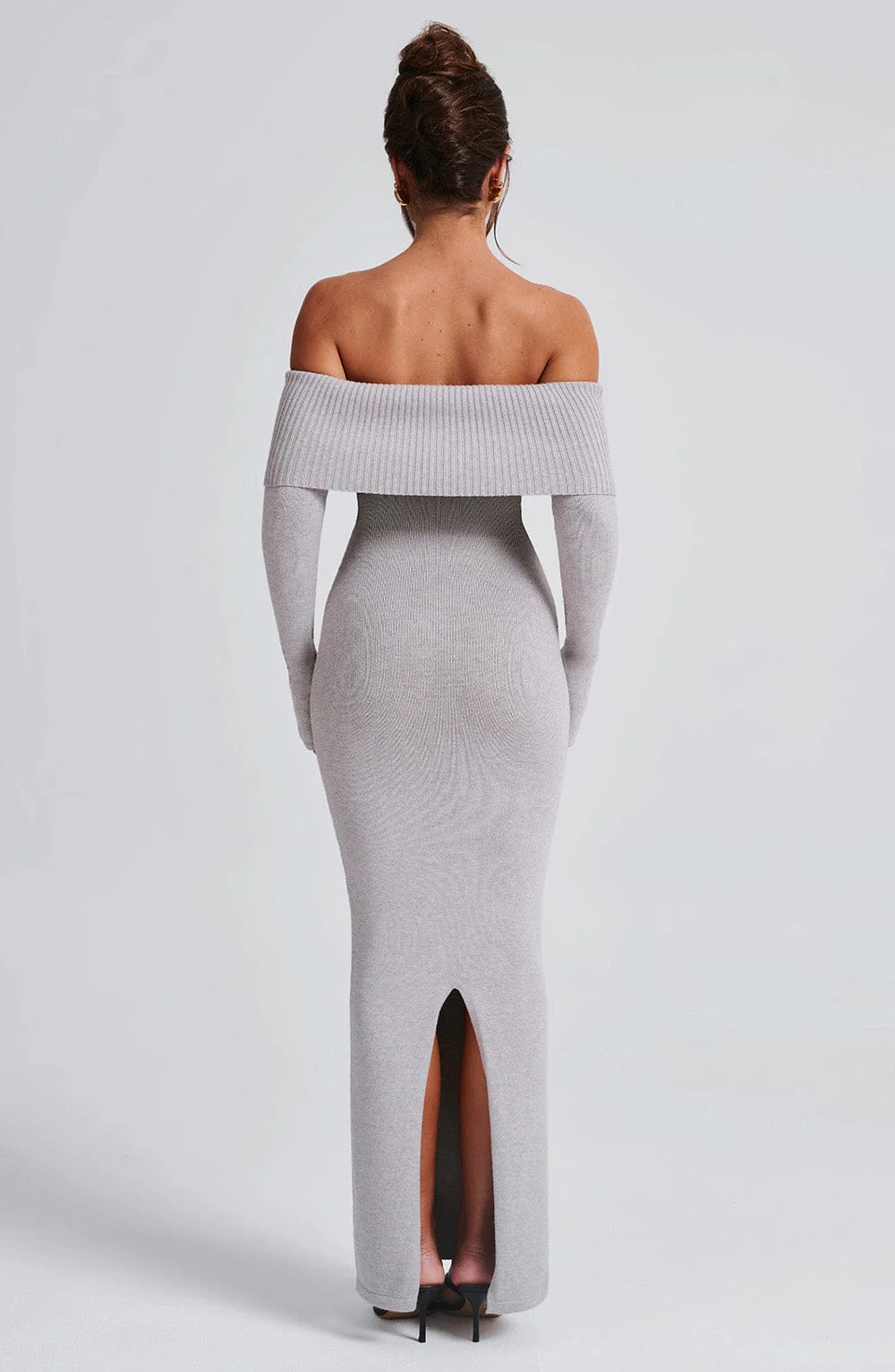 Beverley Knit Maxi Dress - Light Grey Marl - Image 10
