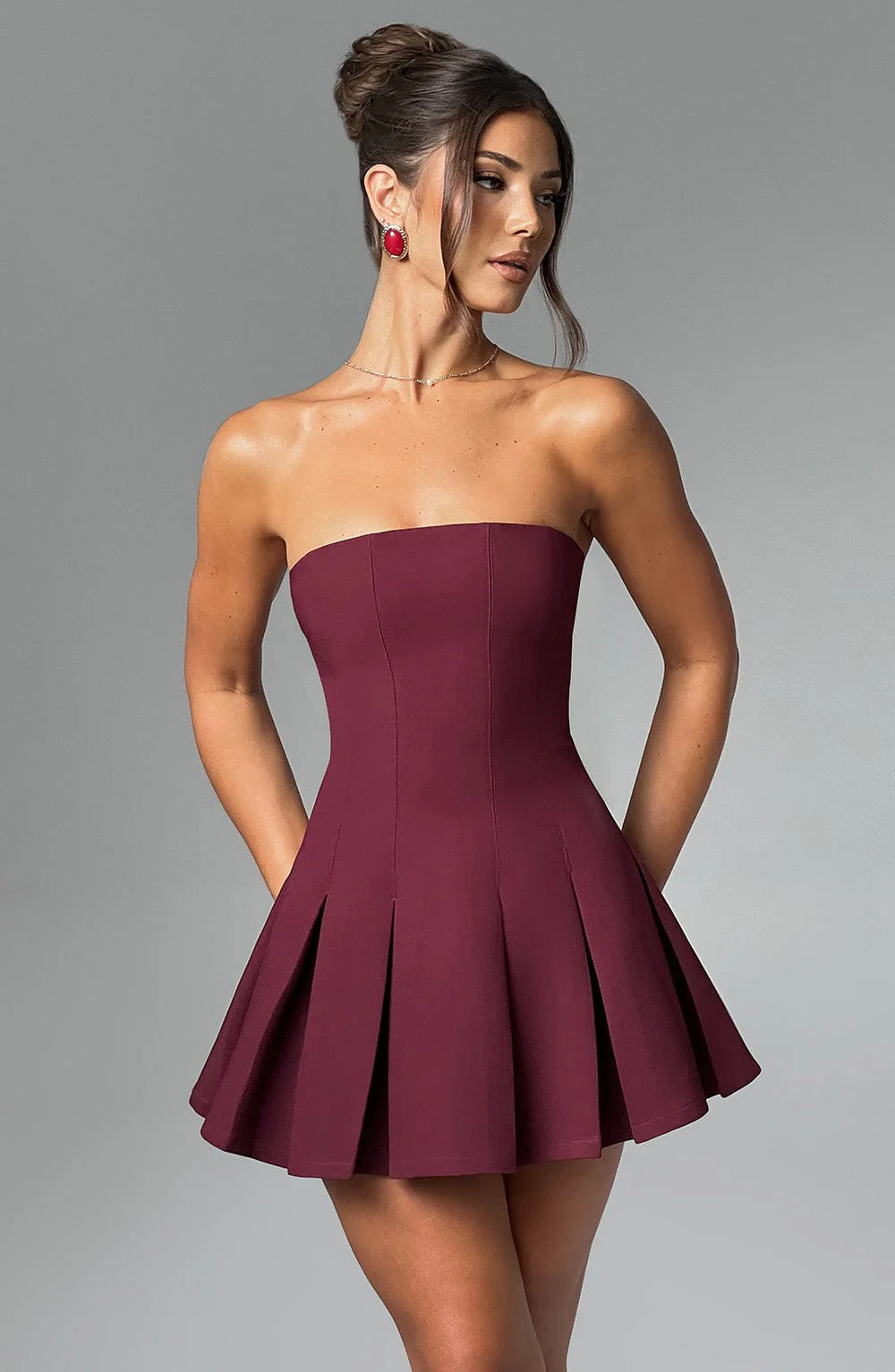 Bryony Mini Dress - Cherry Lacquer - Image 2