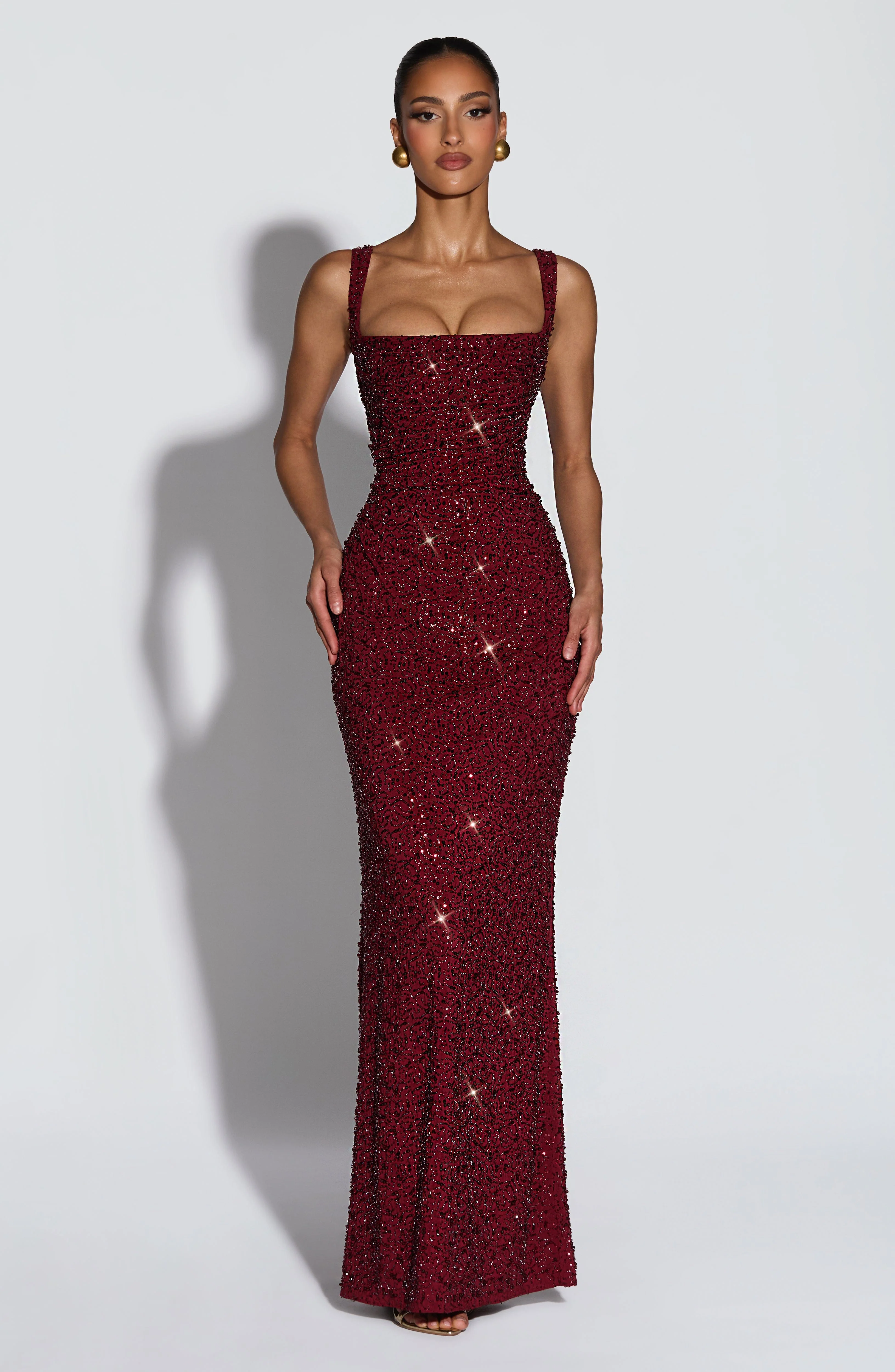 Calanthe Maxi Dress - Burgundy Sparkle - Image 4