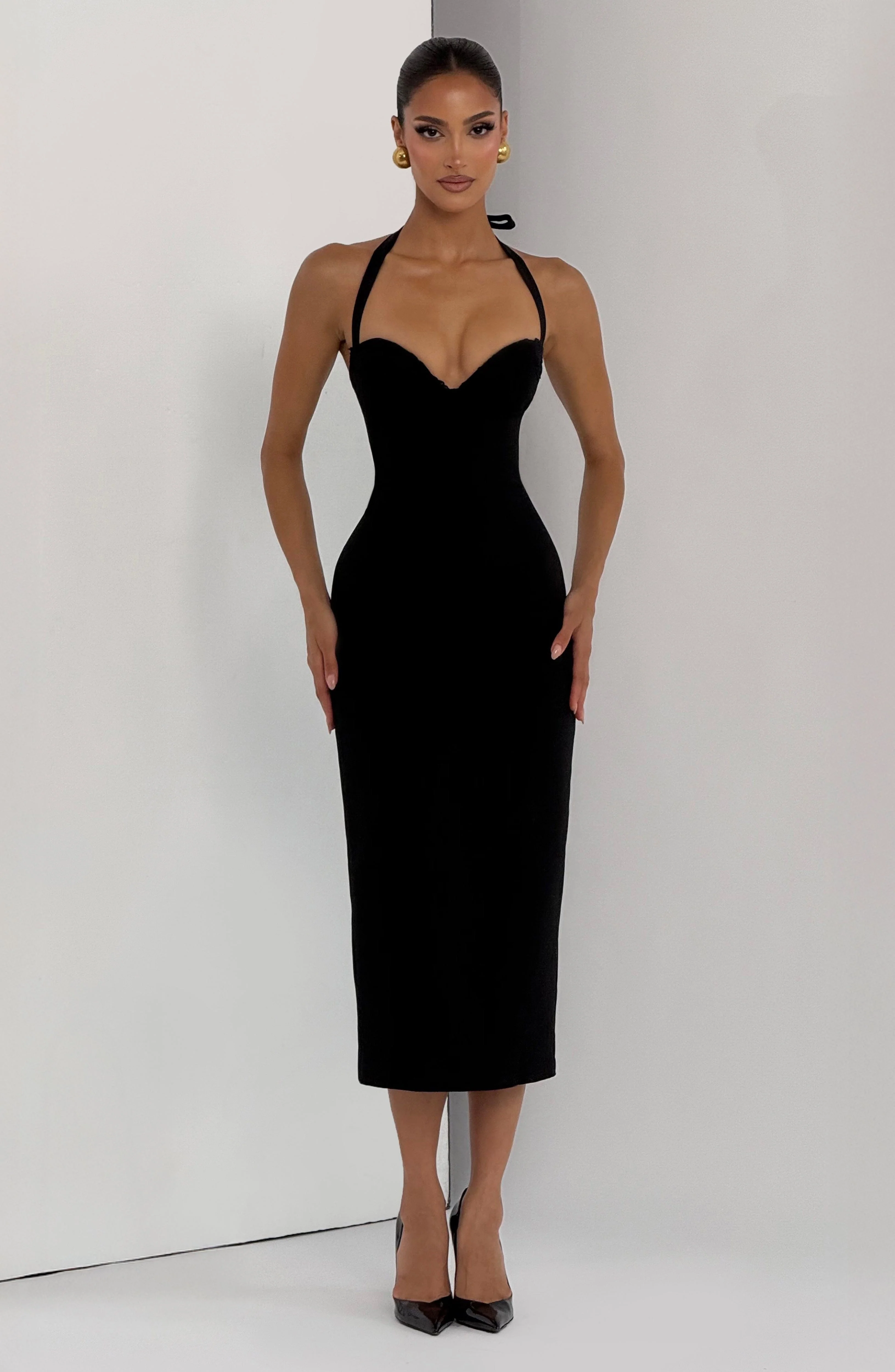 Cassia Midi Dress - Black - Image 7