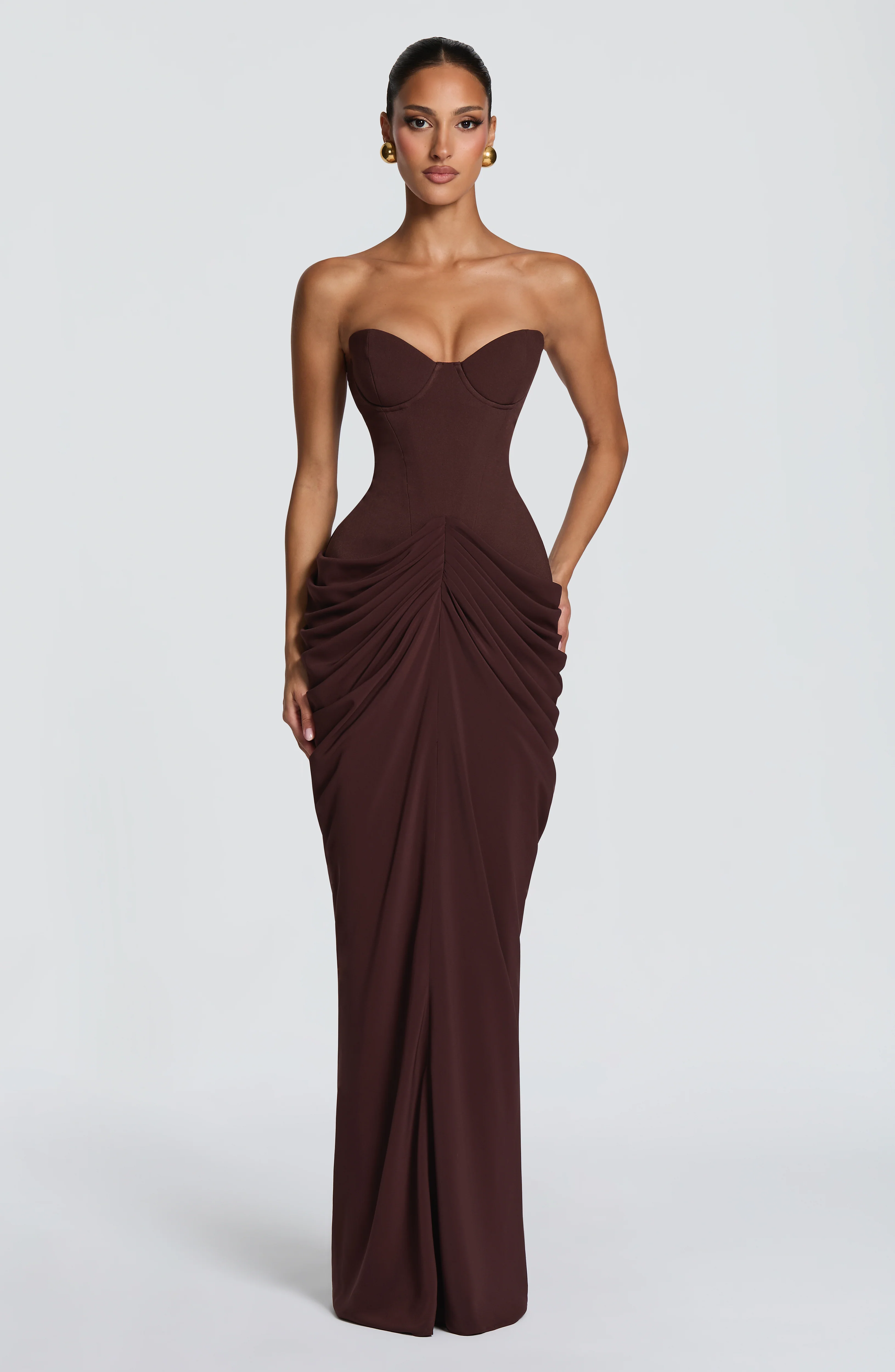 Chiara Maxi Dress - Plum Brown - Image 4