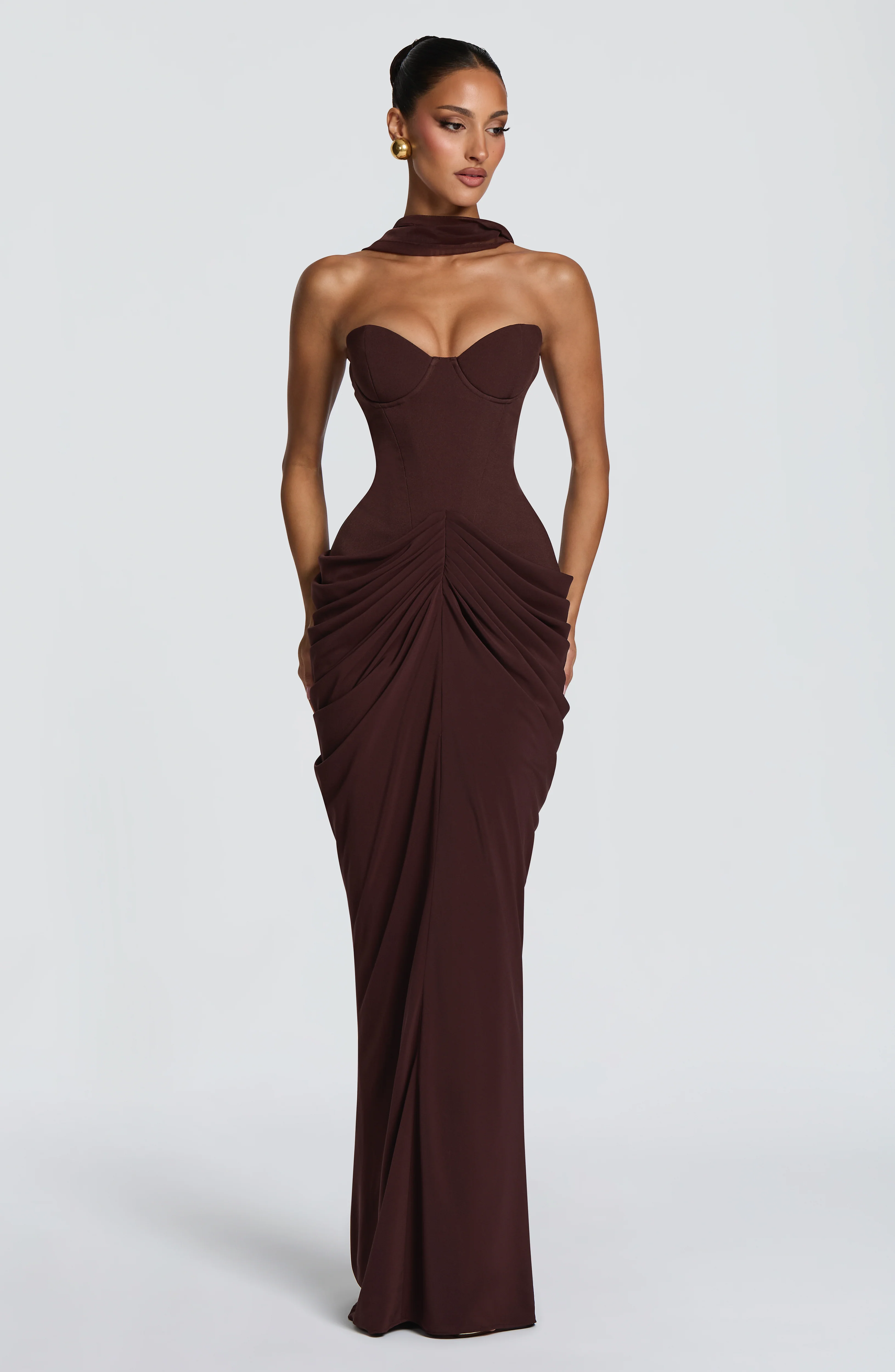 Chiara Maxi Dress - Plum Brown - Image 7