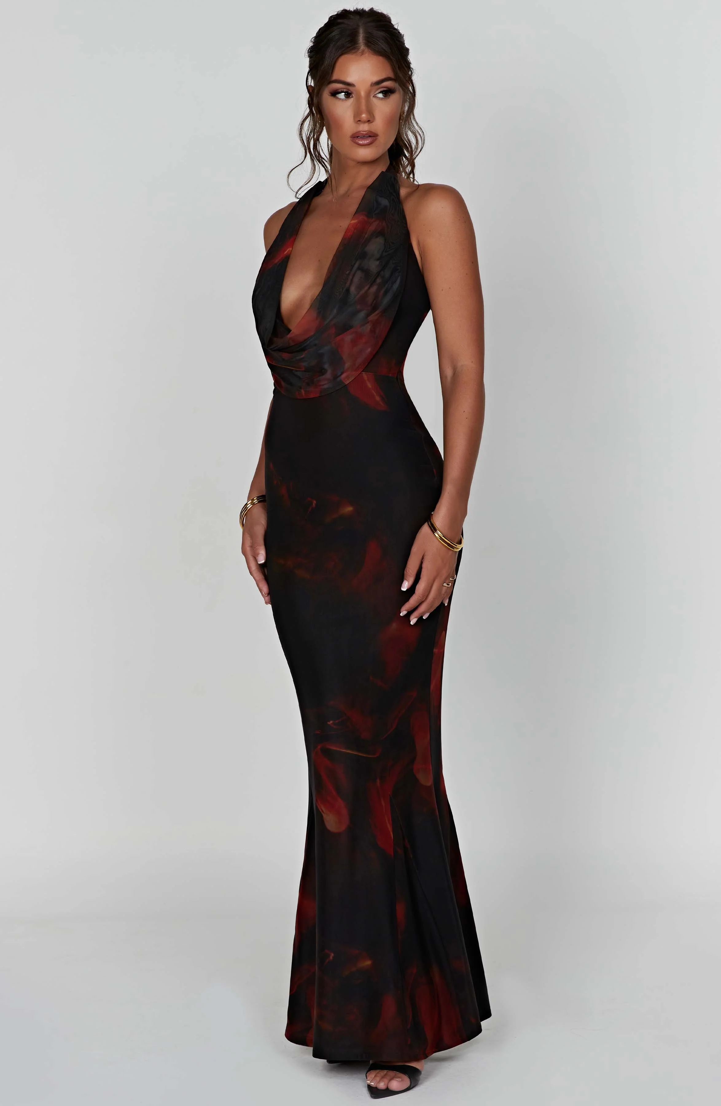 Chrishelle Maxi Dress - Fire Print - Image 3