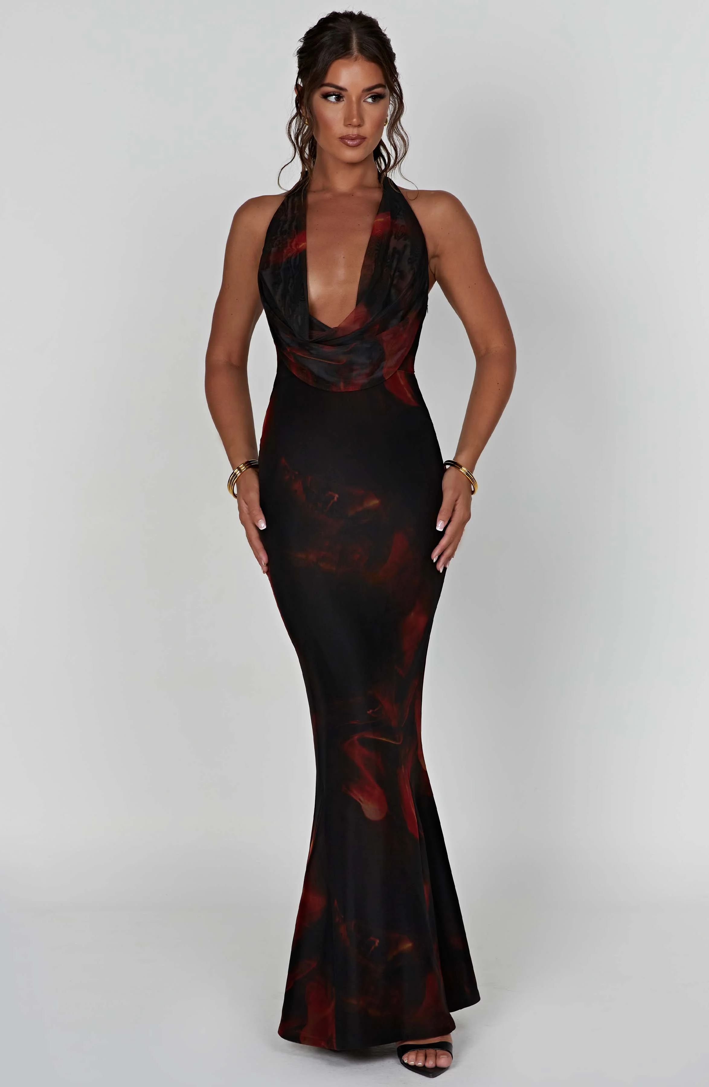 Chrishelle Maxi Dress - Fire Print - Image 7