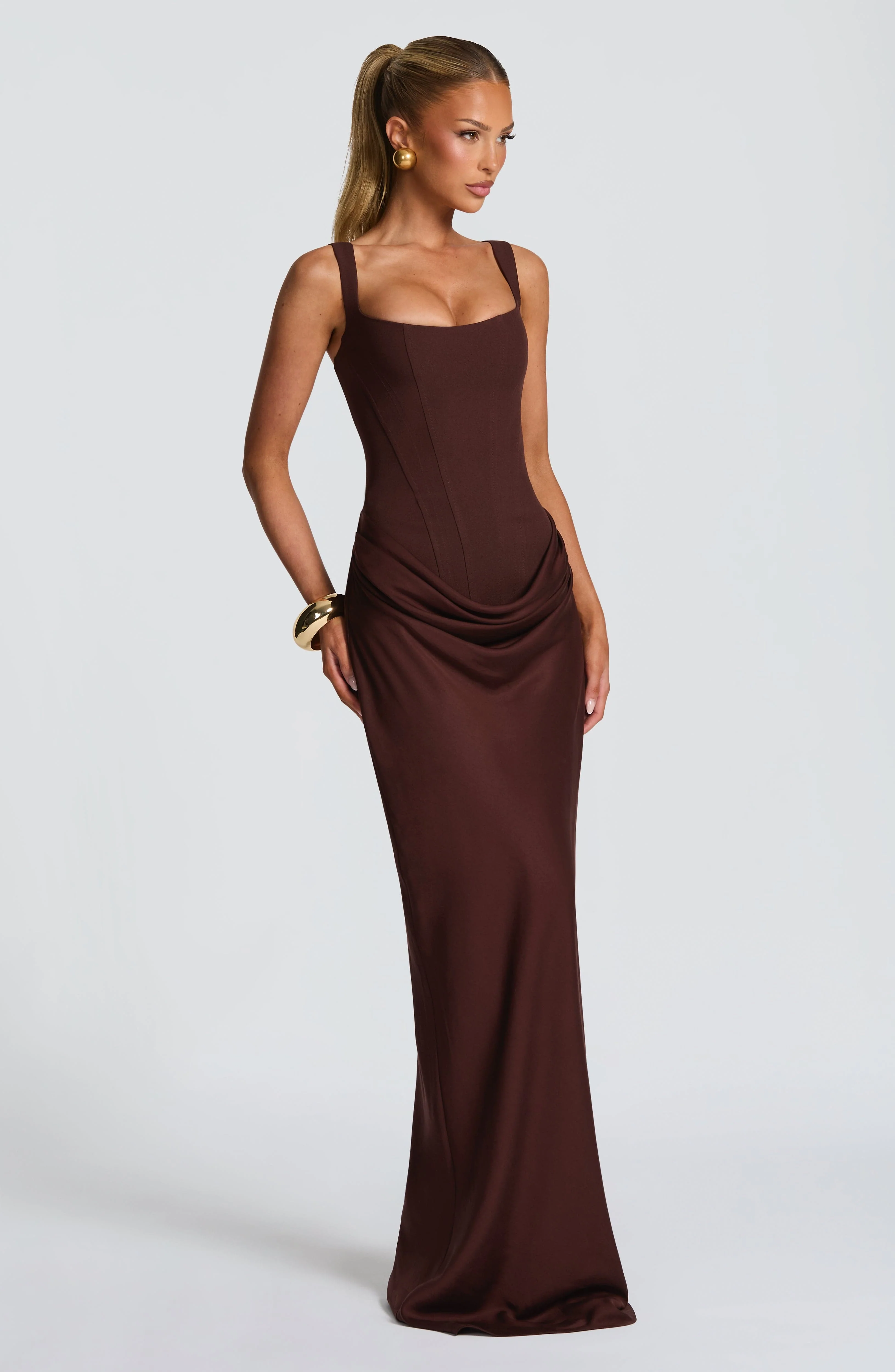 Cornelia Maxi Dress - Plum Brown - Image 3