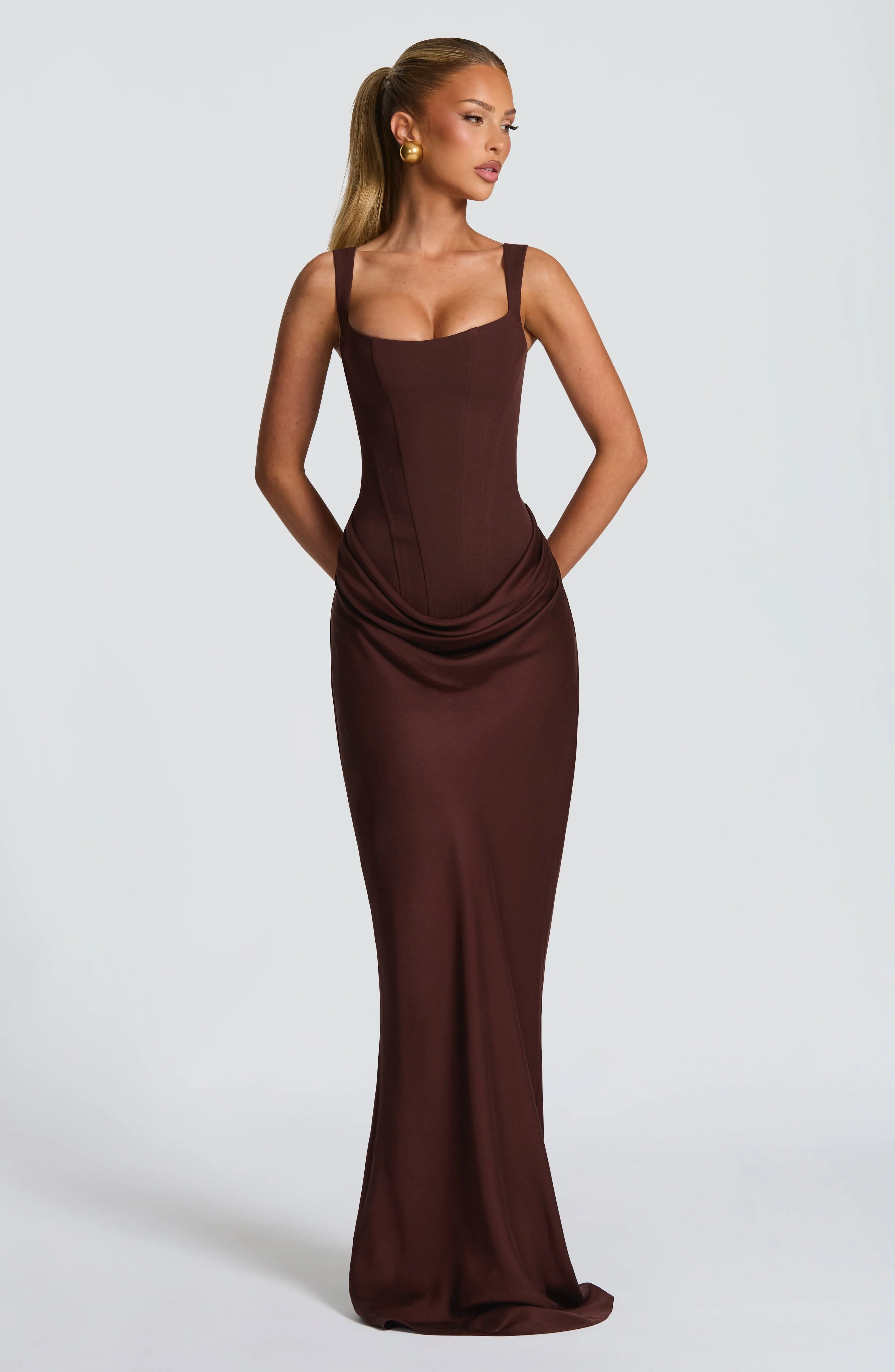 Cornelia Maxi Dress - Plum Brown - Image 8