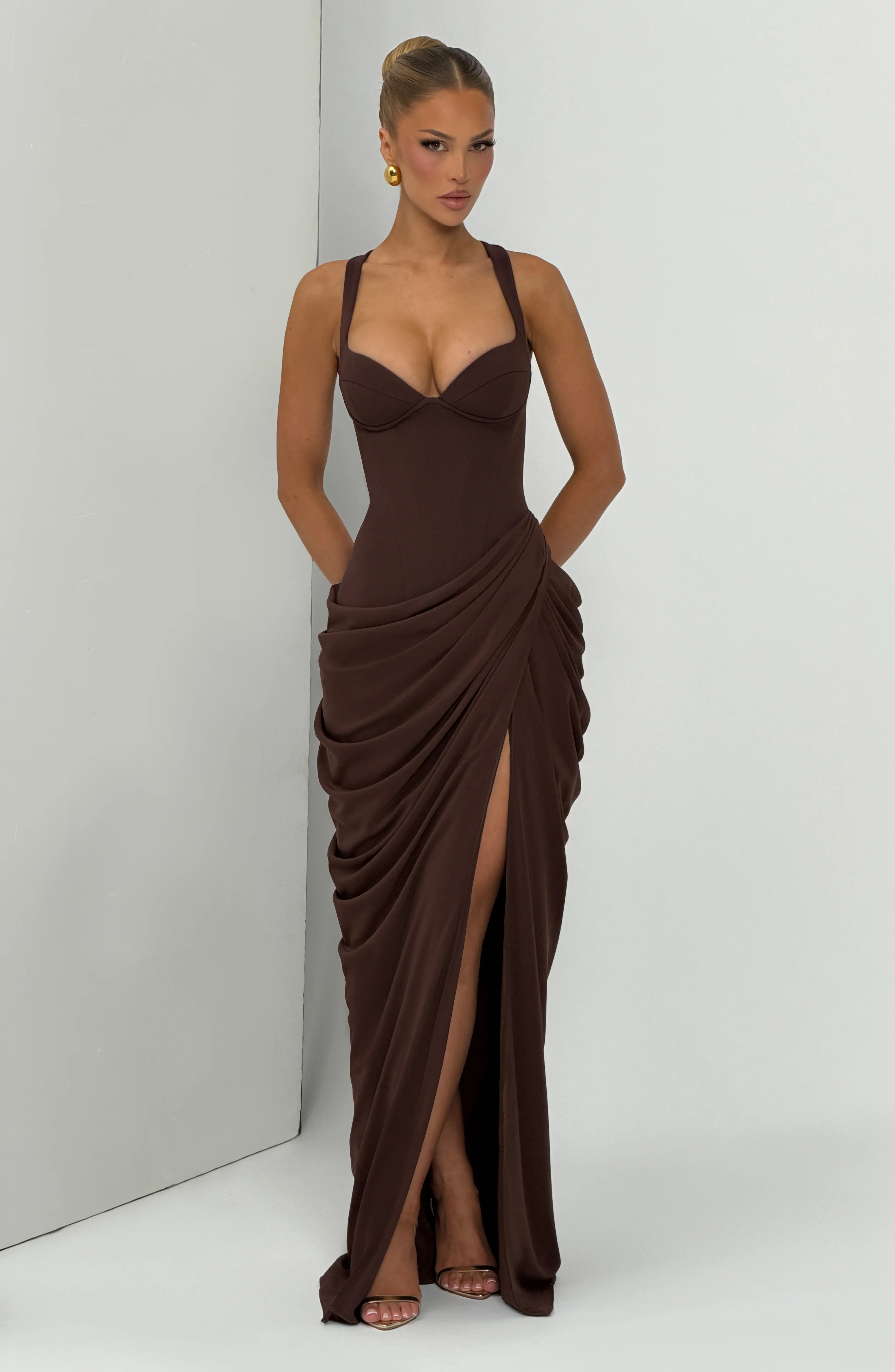 Elara Maxi Dress - Plum Brown - Image 6
