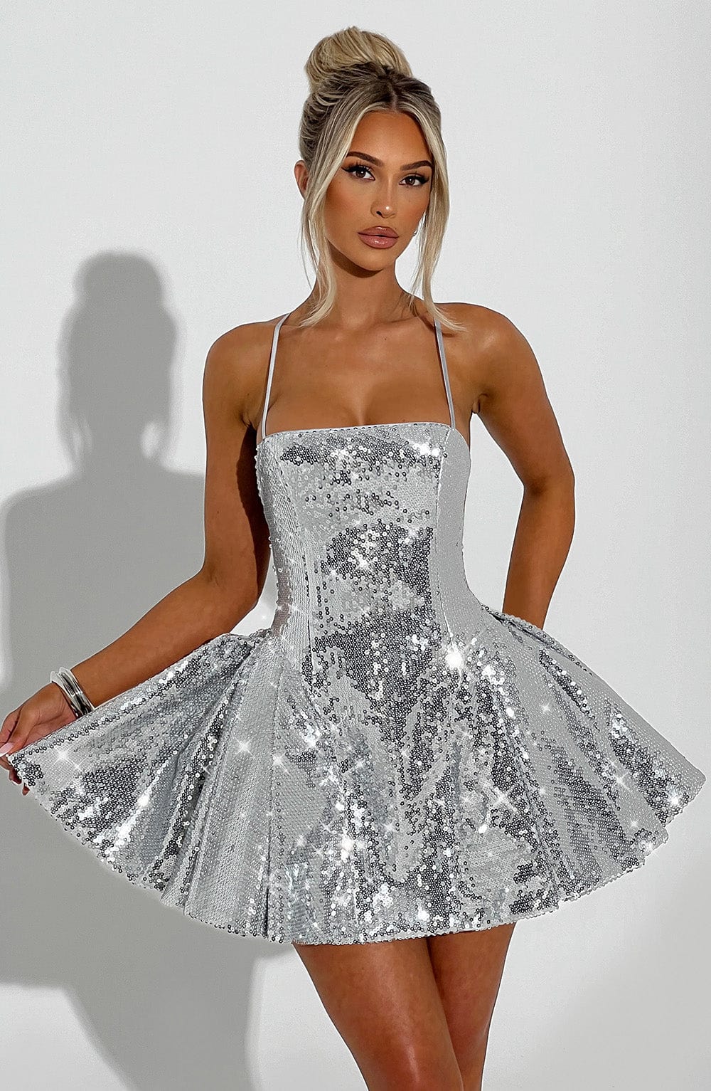 Electra Mini Dress - Silver - Image 2