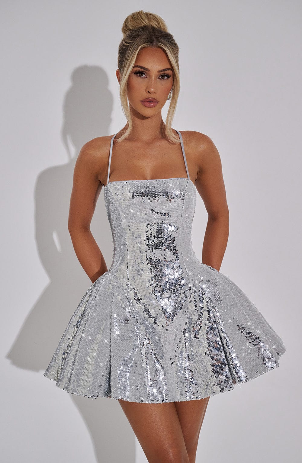 Electra Mini Dress - Silver - Image 8