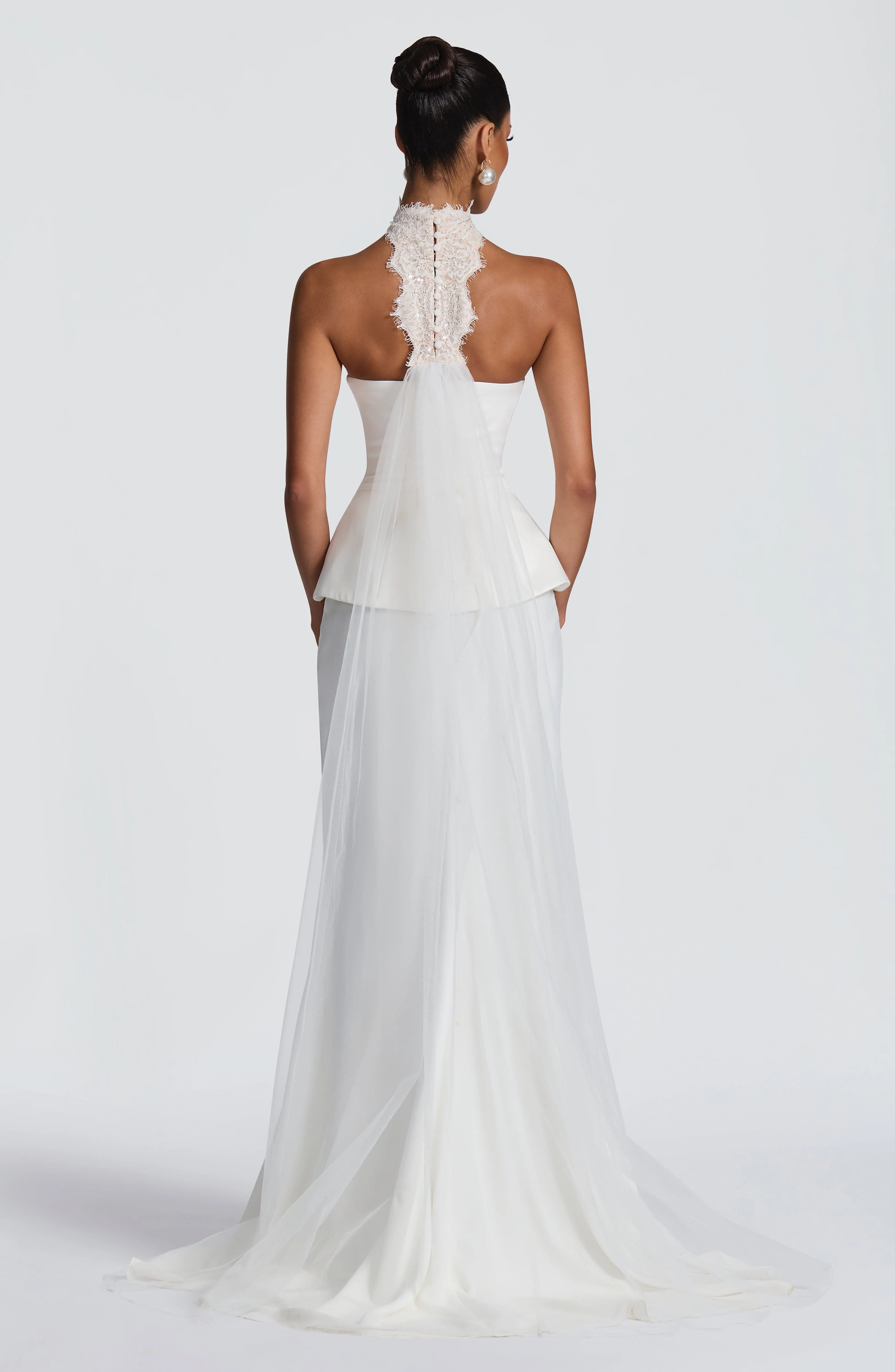 Ellie Lace Neck Veil - Ivory - Image 6