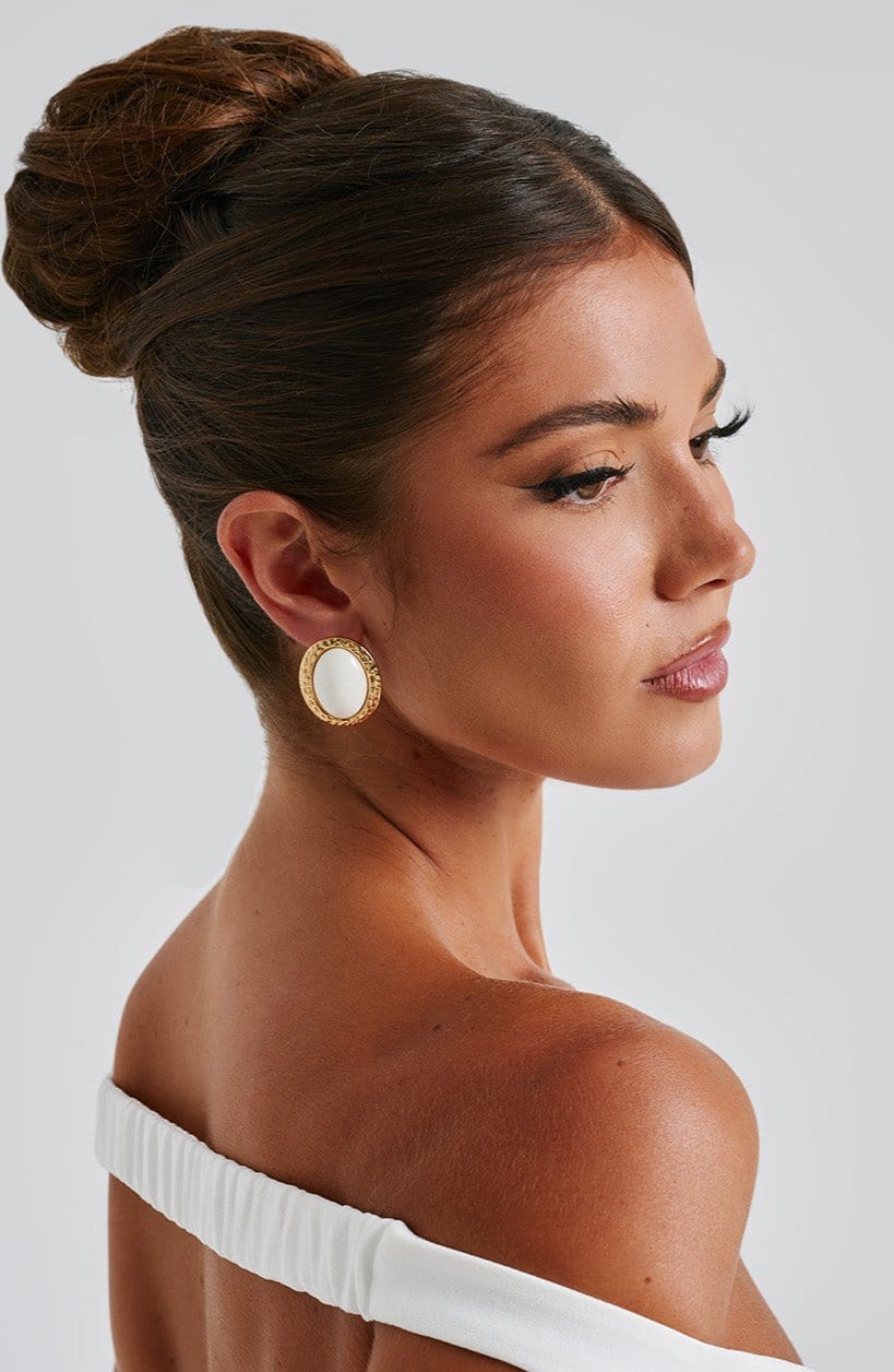 Eloise Earrings - Ivory/Gold - Image 3