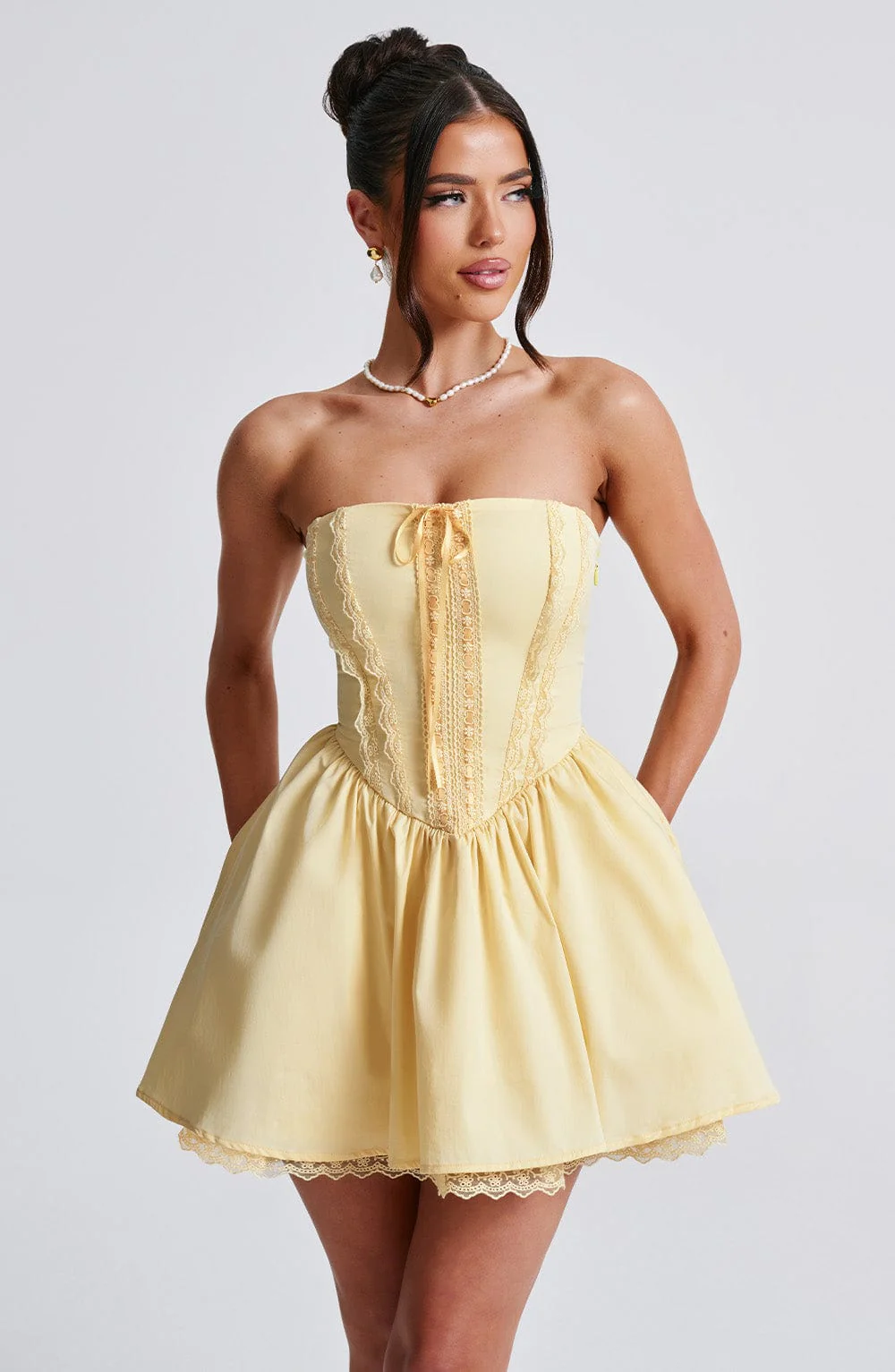 Evie Mini Dress - Lemon - Image 7