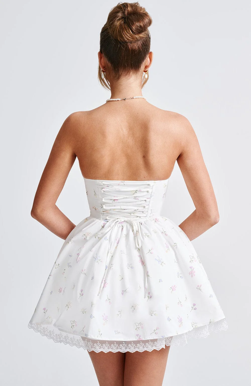 Evie Mini Dress - White Multi Floral Print - Image 5
