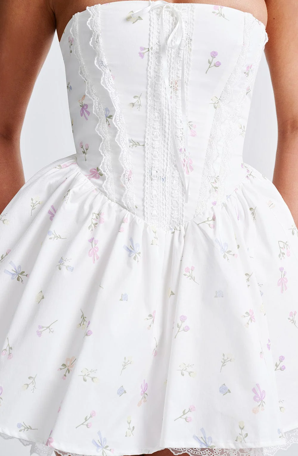 Evie Mini Dress - White Multi Floral Print - Image 9