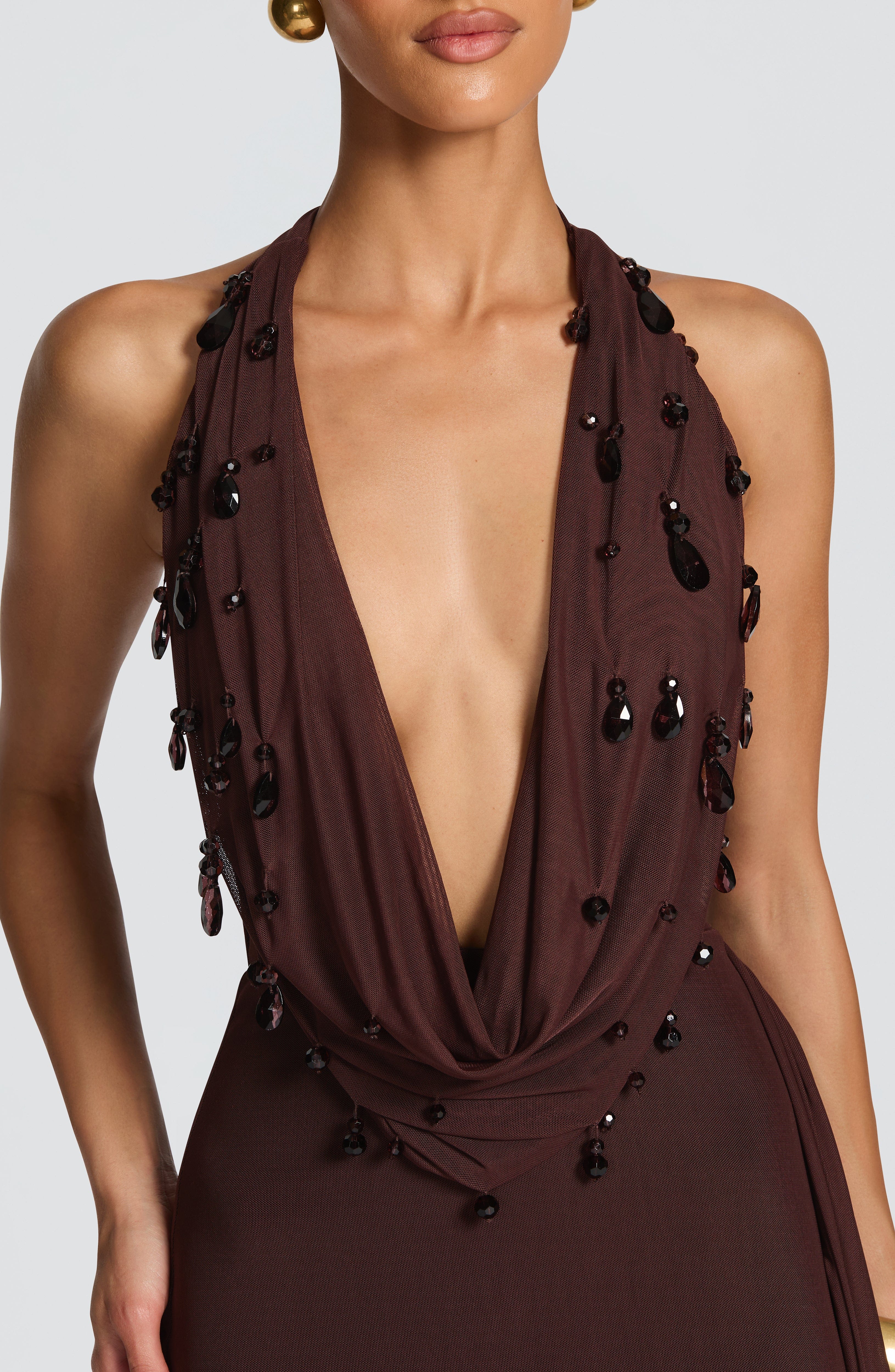 Fabia Maxi Dress - Plum Brown - Image 3