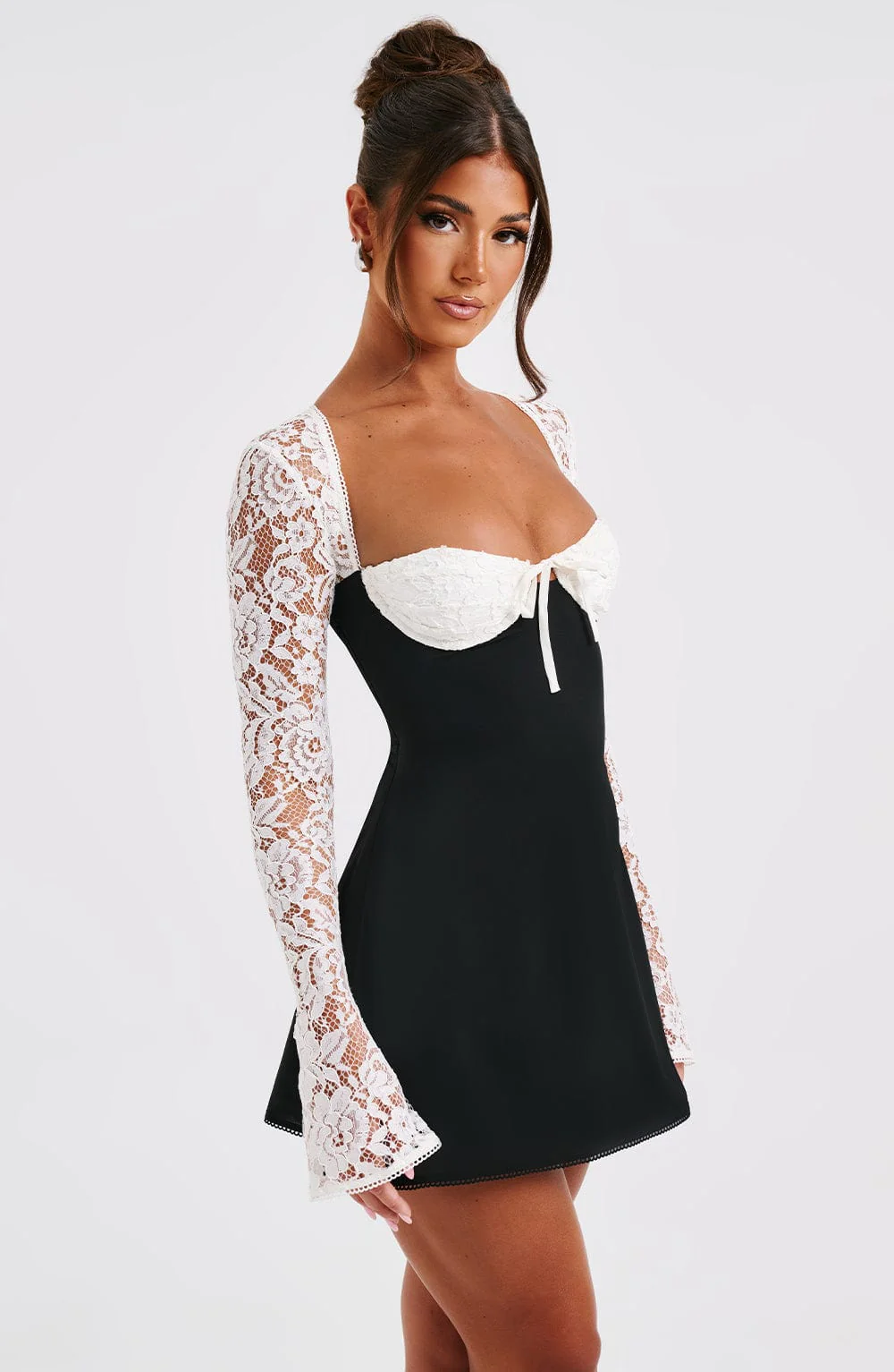 Jacinta Mini Dress - Black/White - Image 11