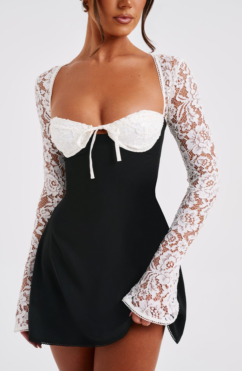 Jacinta Mini Dress - Black/White - Image 6