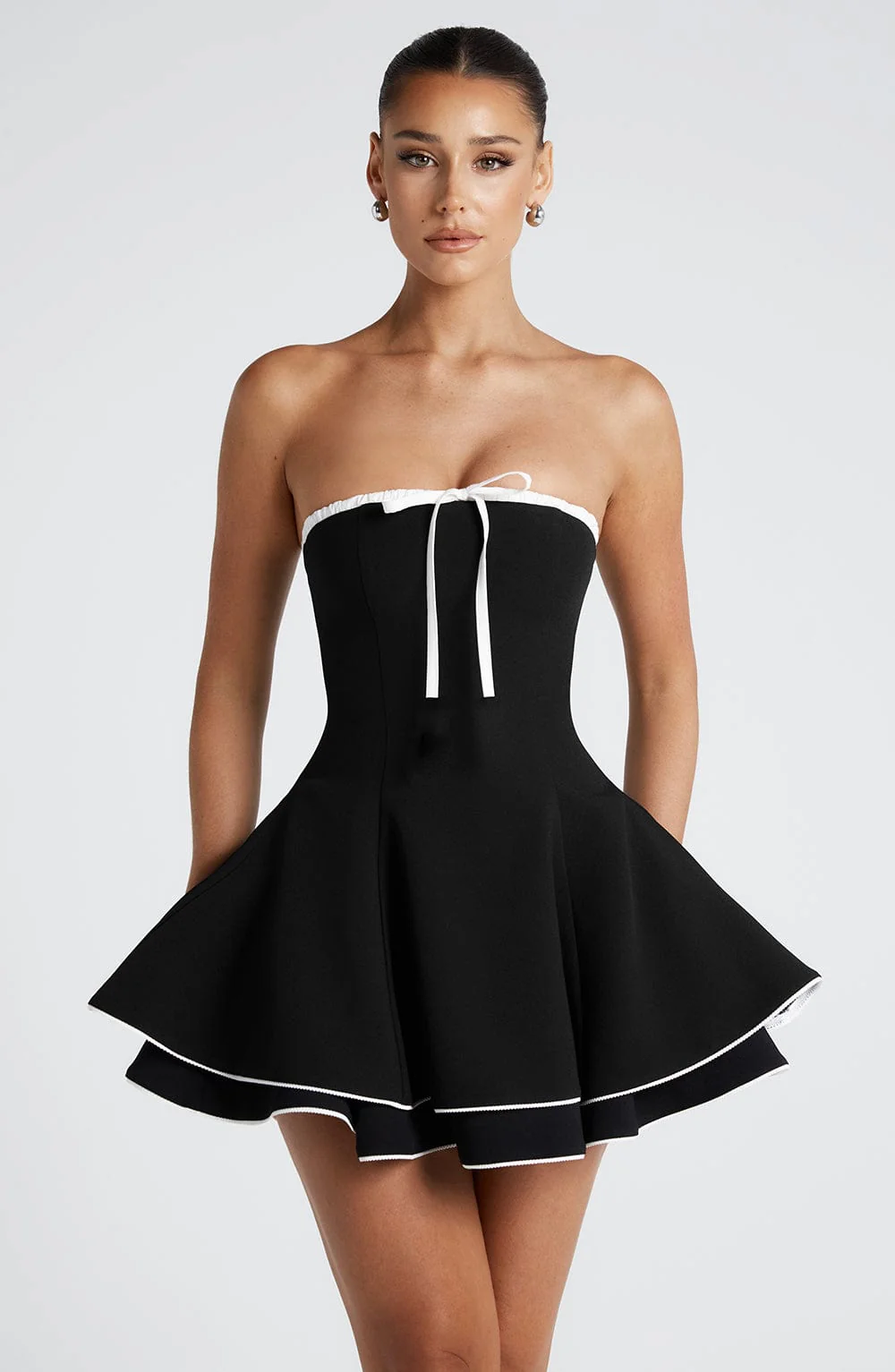 Juno Mini Dress - Black/White - Image 3