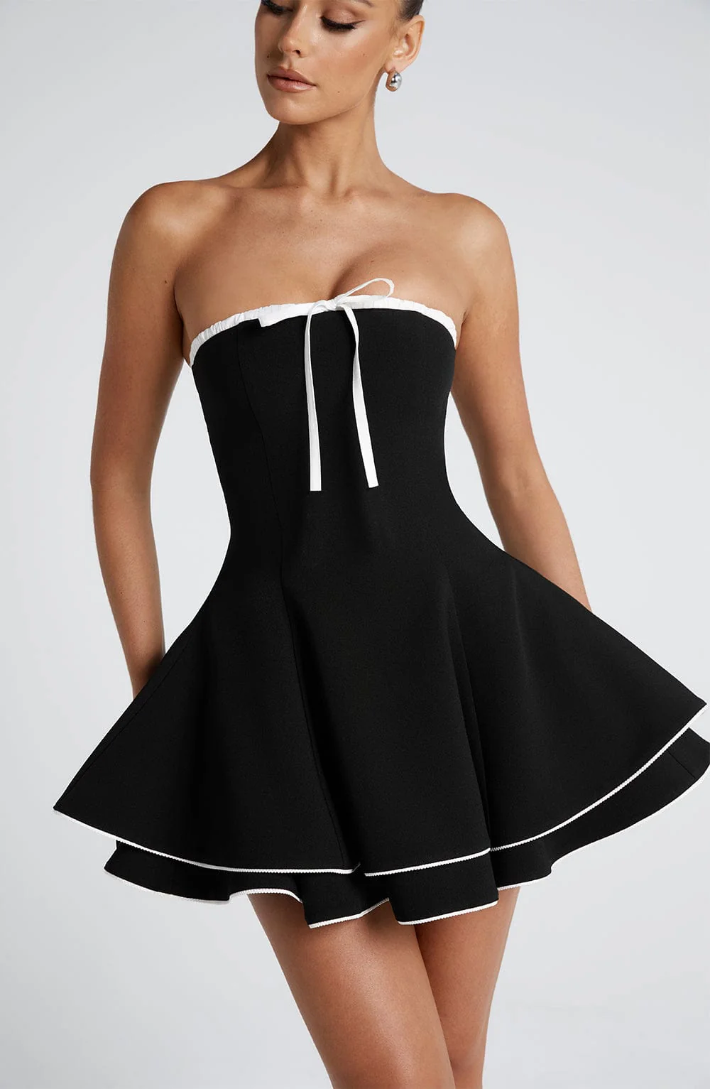 Juno Mini Dress - Black/White - Image 5