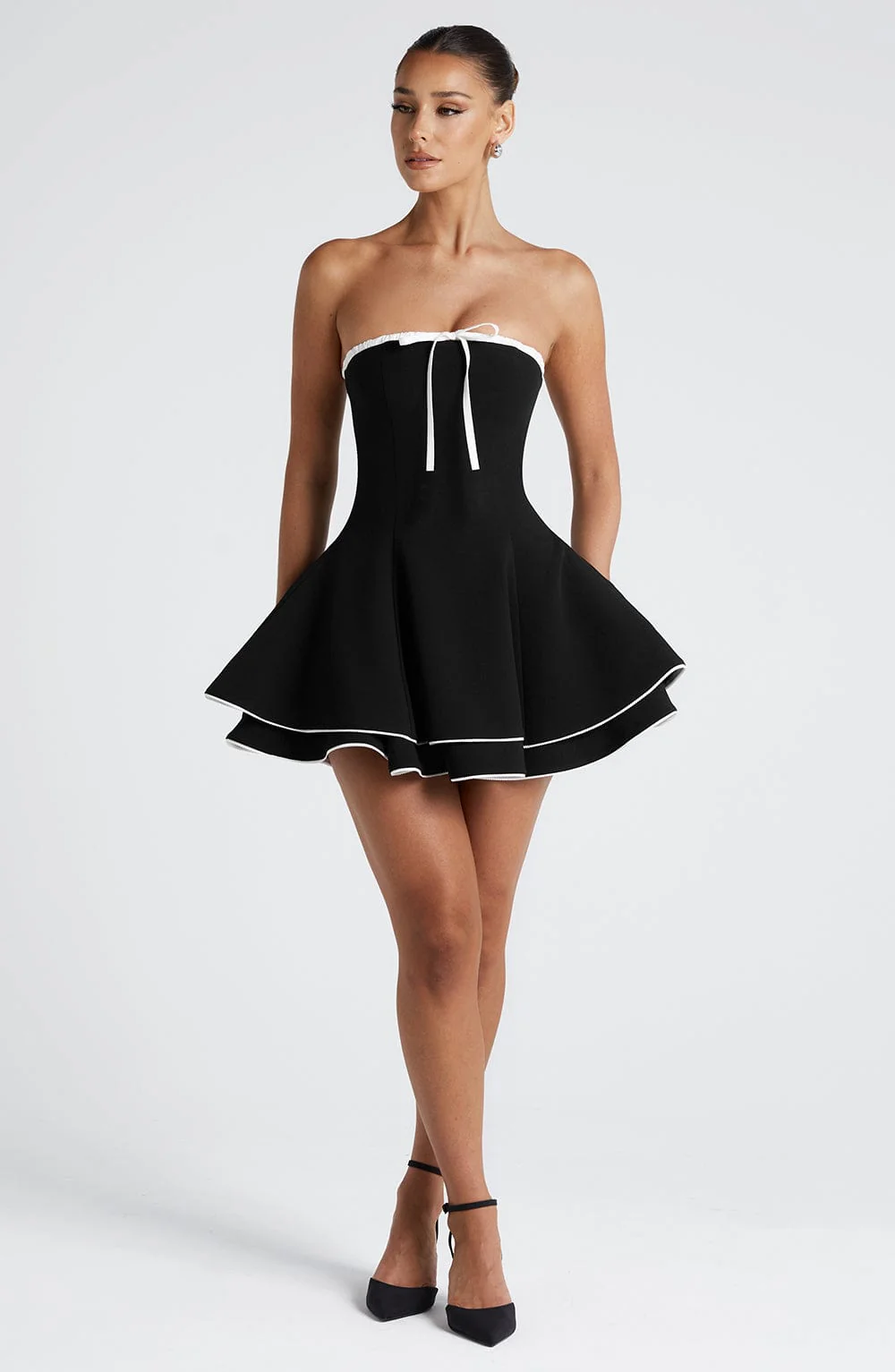 Juno Mini Dress - Black/White - Image 6
