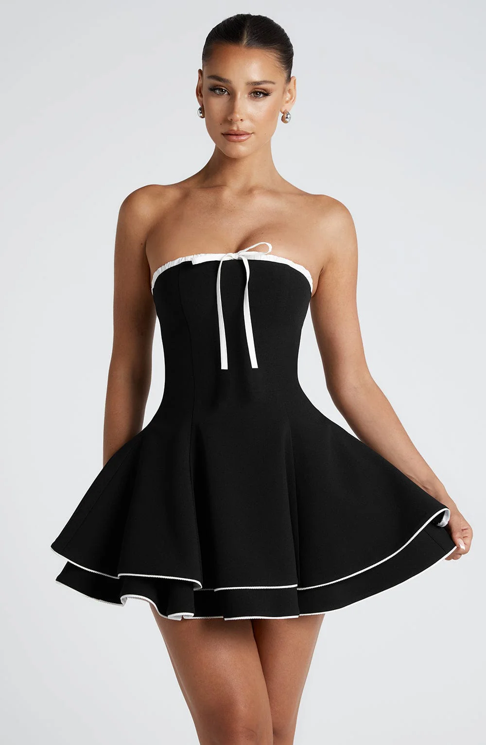 Juno Mini Dress - Black/White - Image 7
