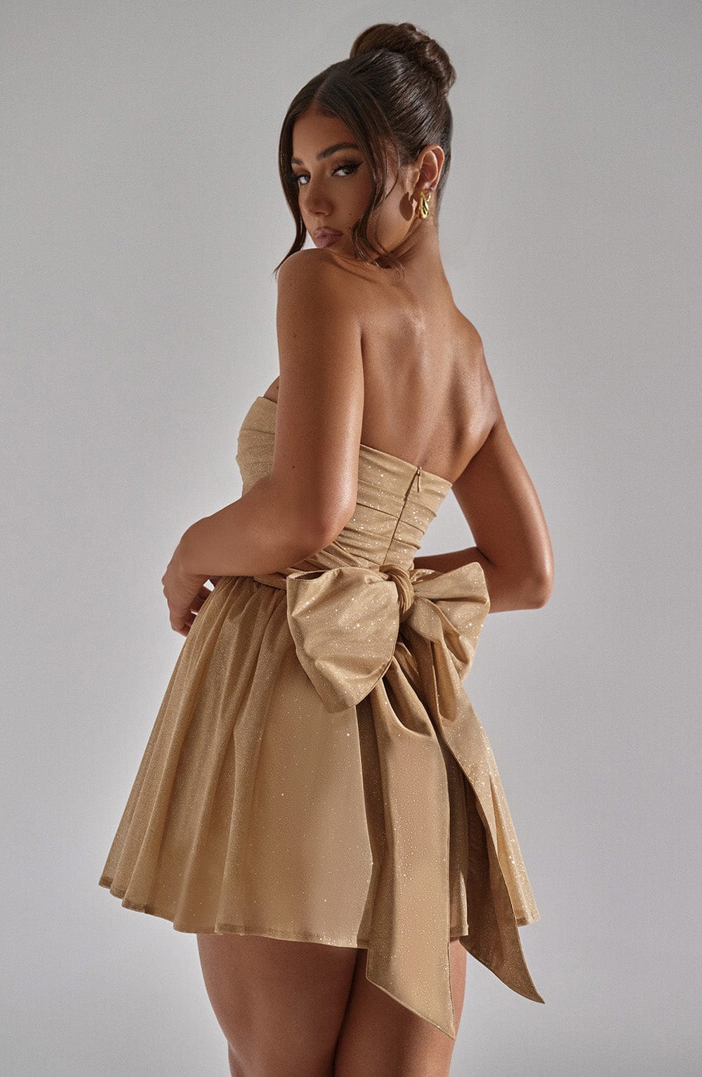 Katrina Mini Dress - Gold Sparkle - Image 9