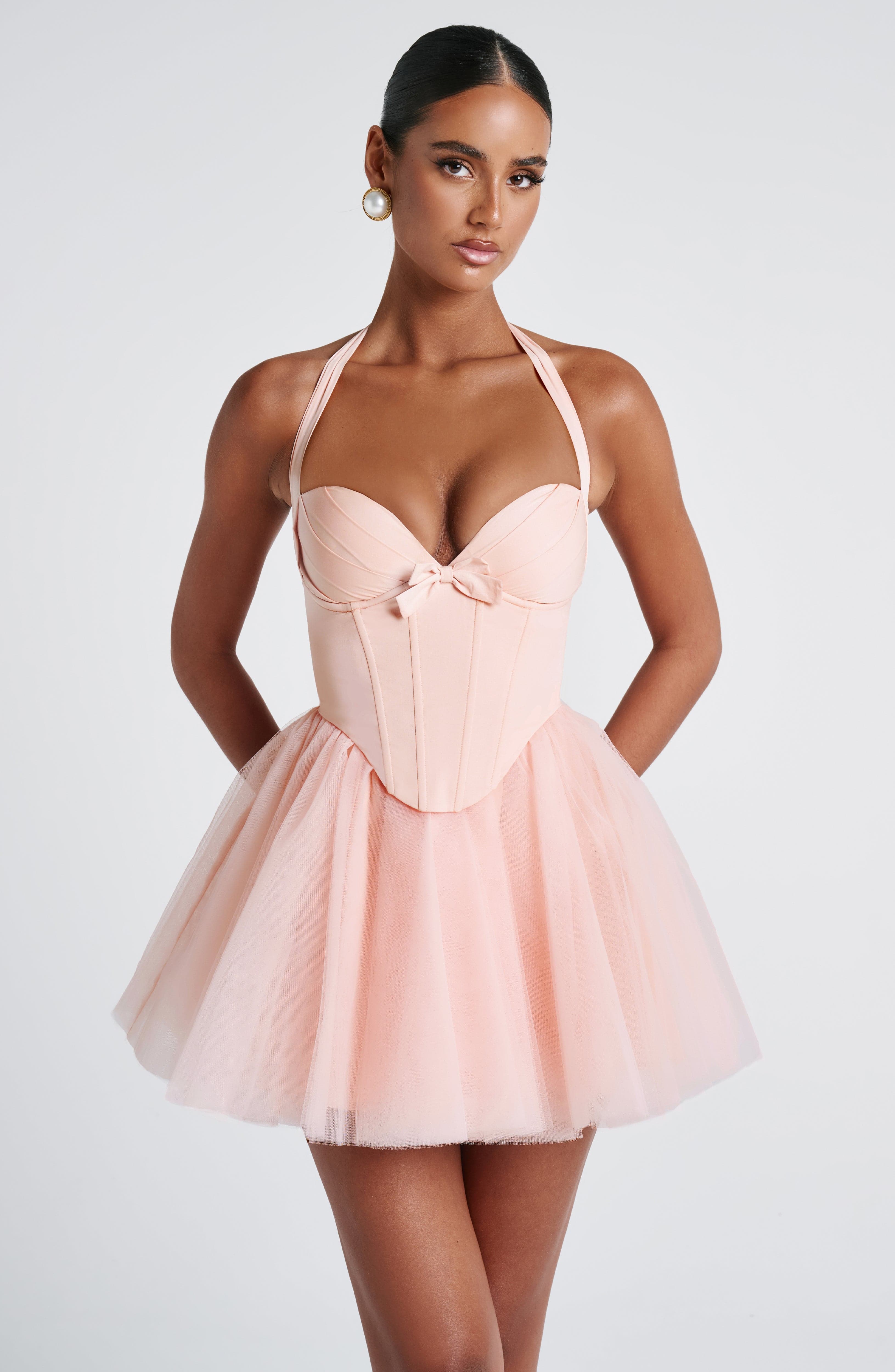 Keely Mini Dress - Soft Peach - Image 8