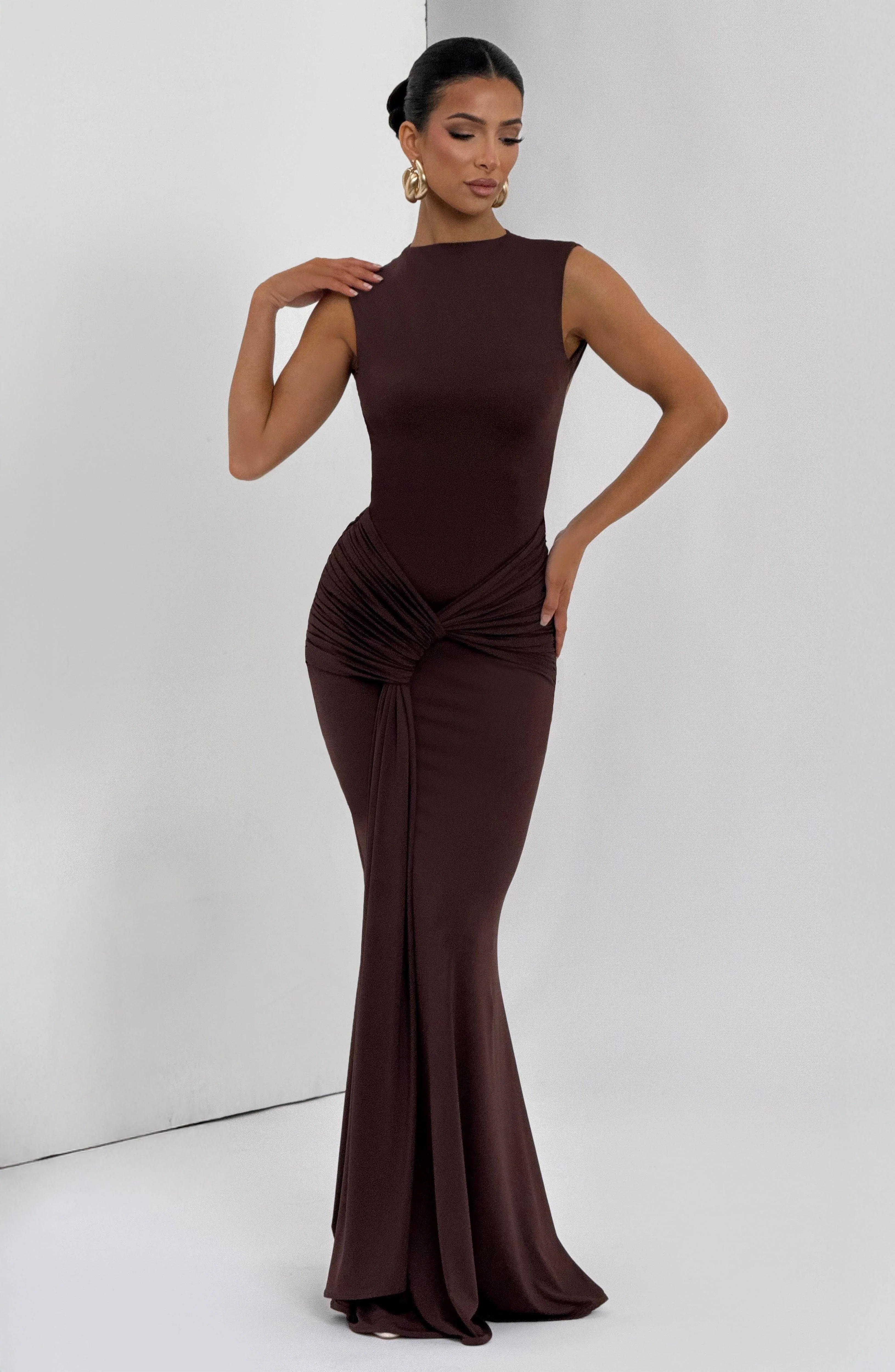 Lorenza Maxi Dress - Plum Brown - Image 8