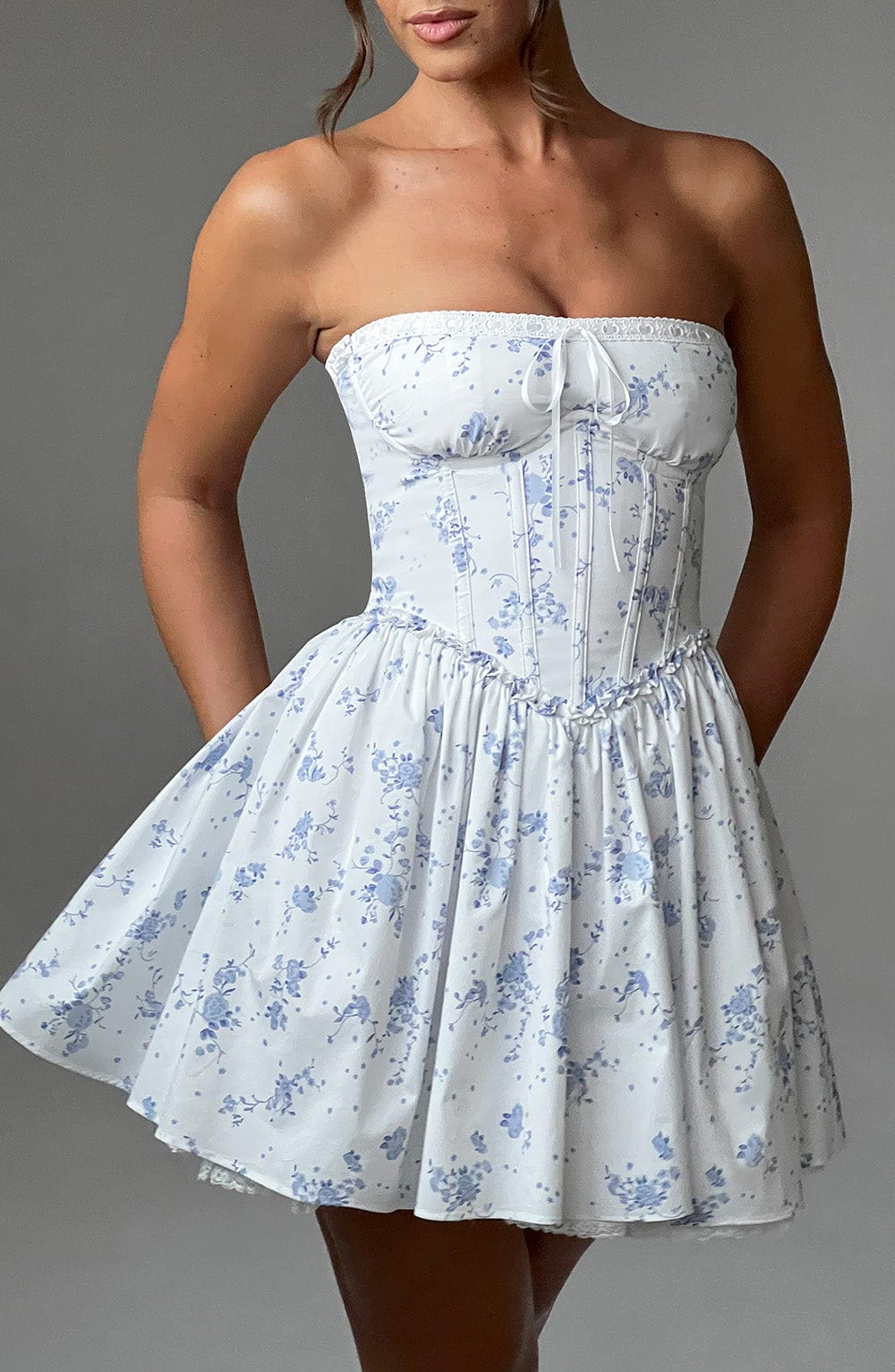 Maeve Mini Dress - Blue Ditsy Print - Image 3