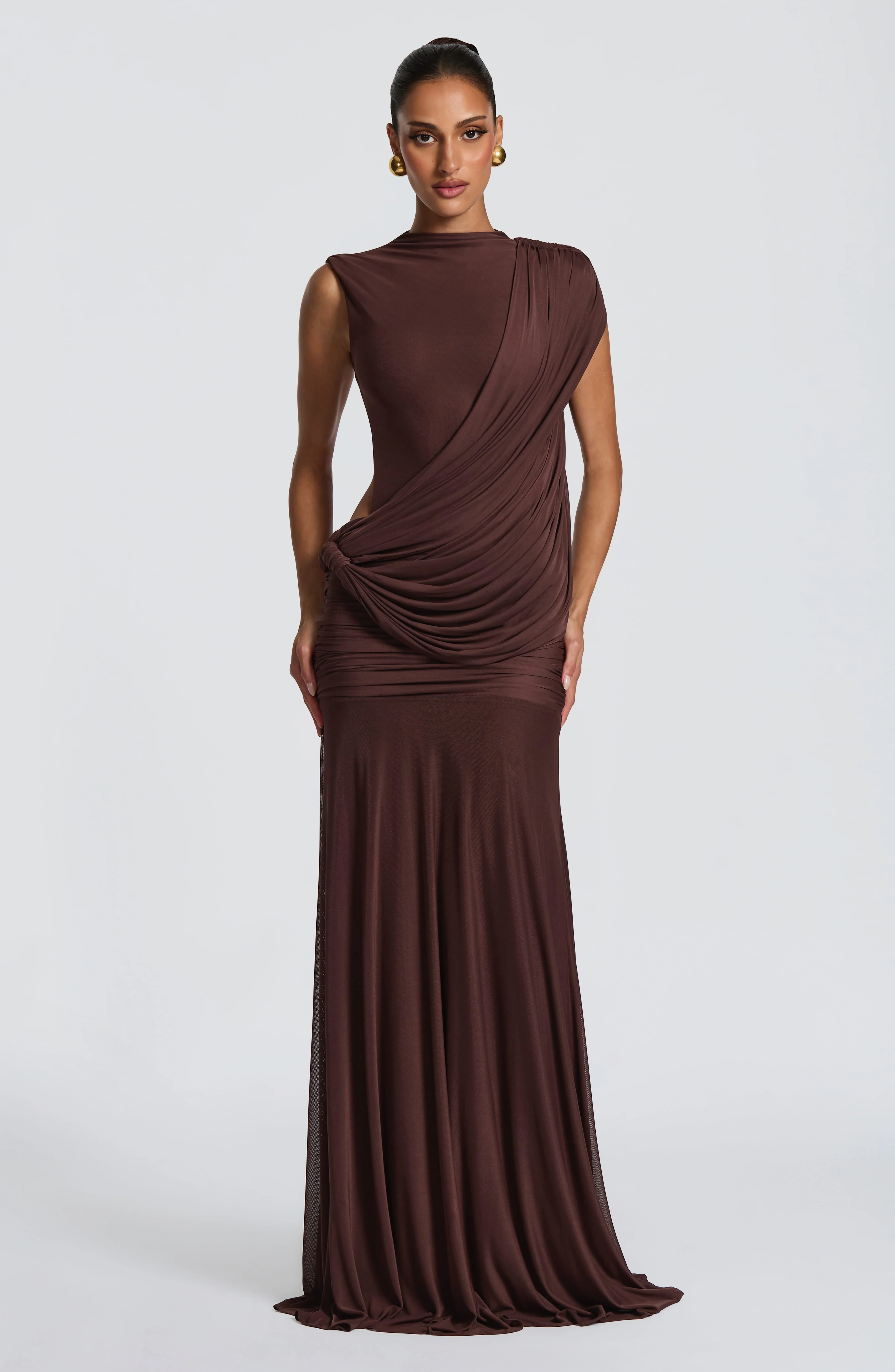 Mireya Maxi Dress - Plum Brown