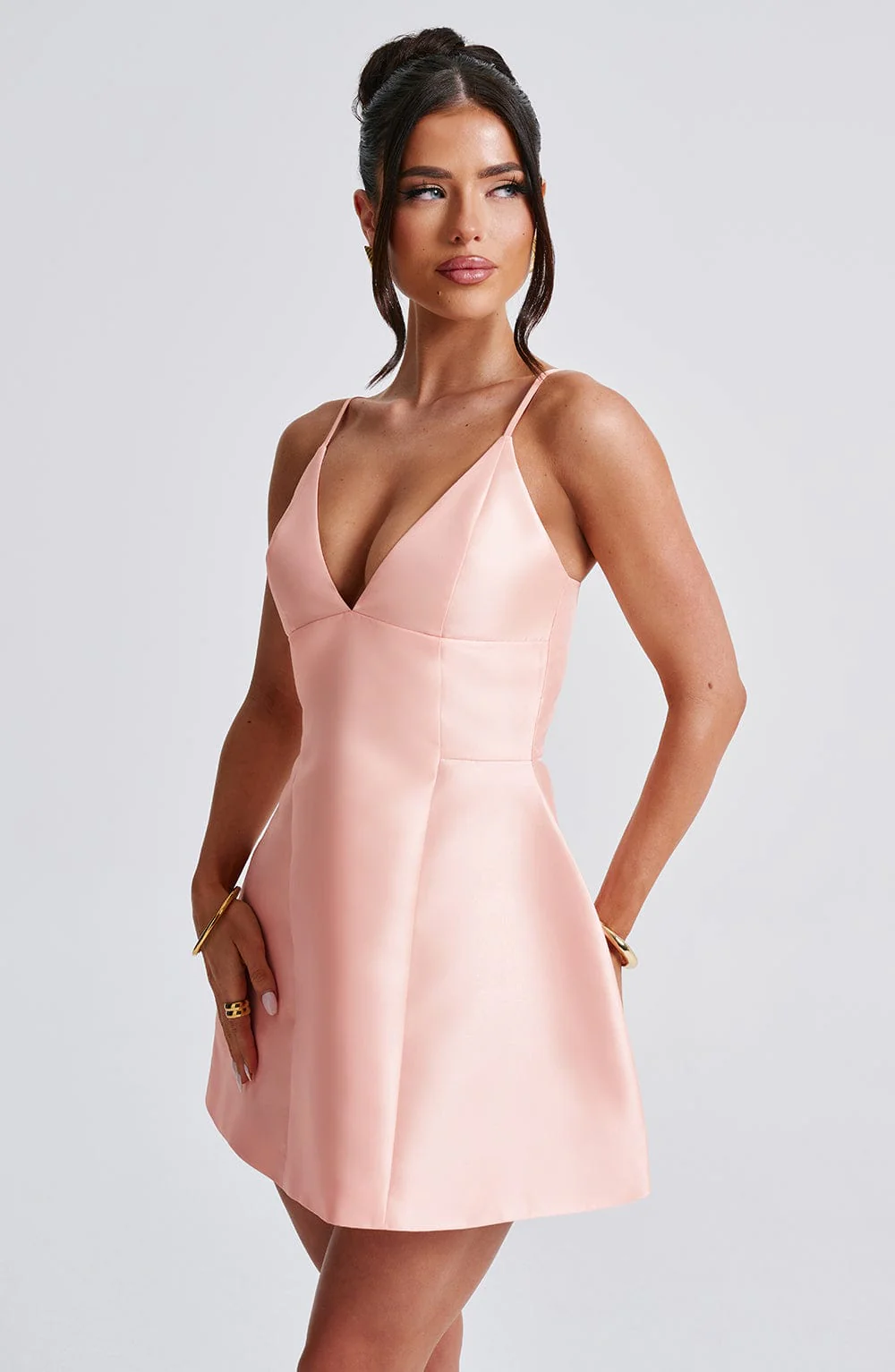 Nicole Mini Dress - Peach - Image 4