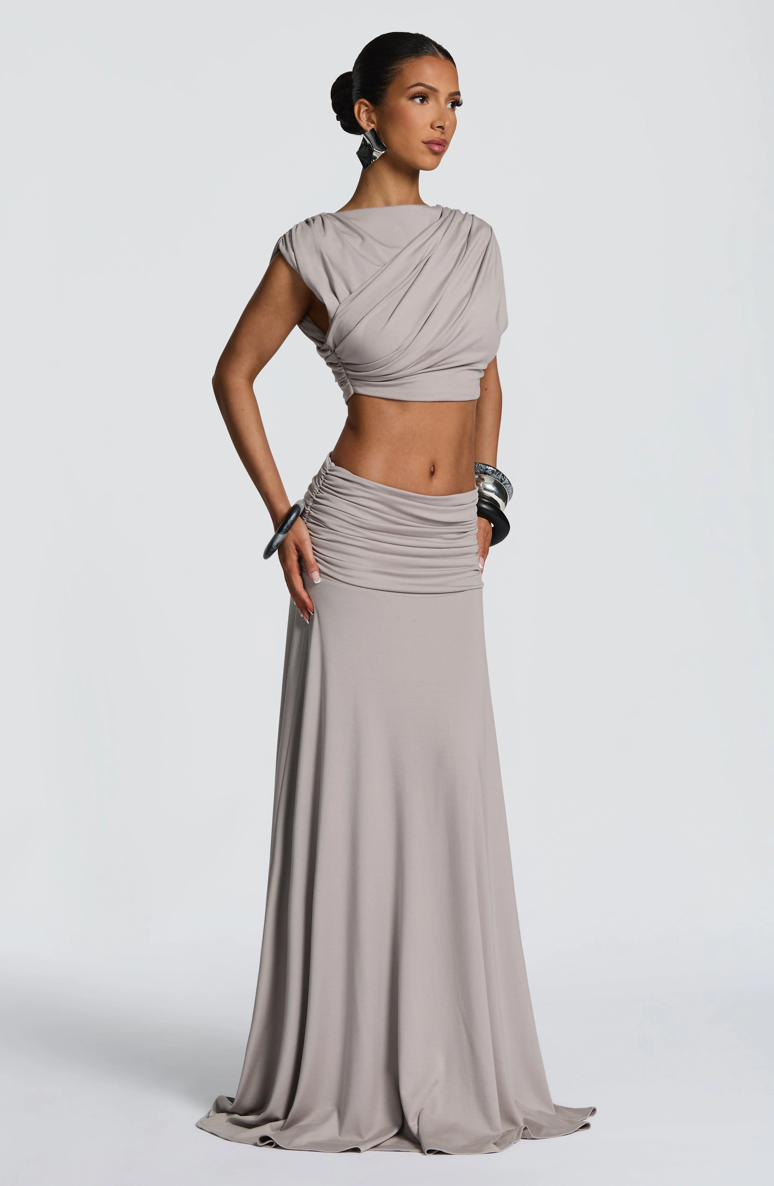 Paige Maxi Skirt - Light Grey - Image 5