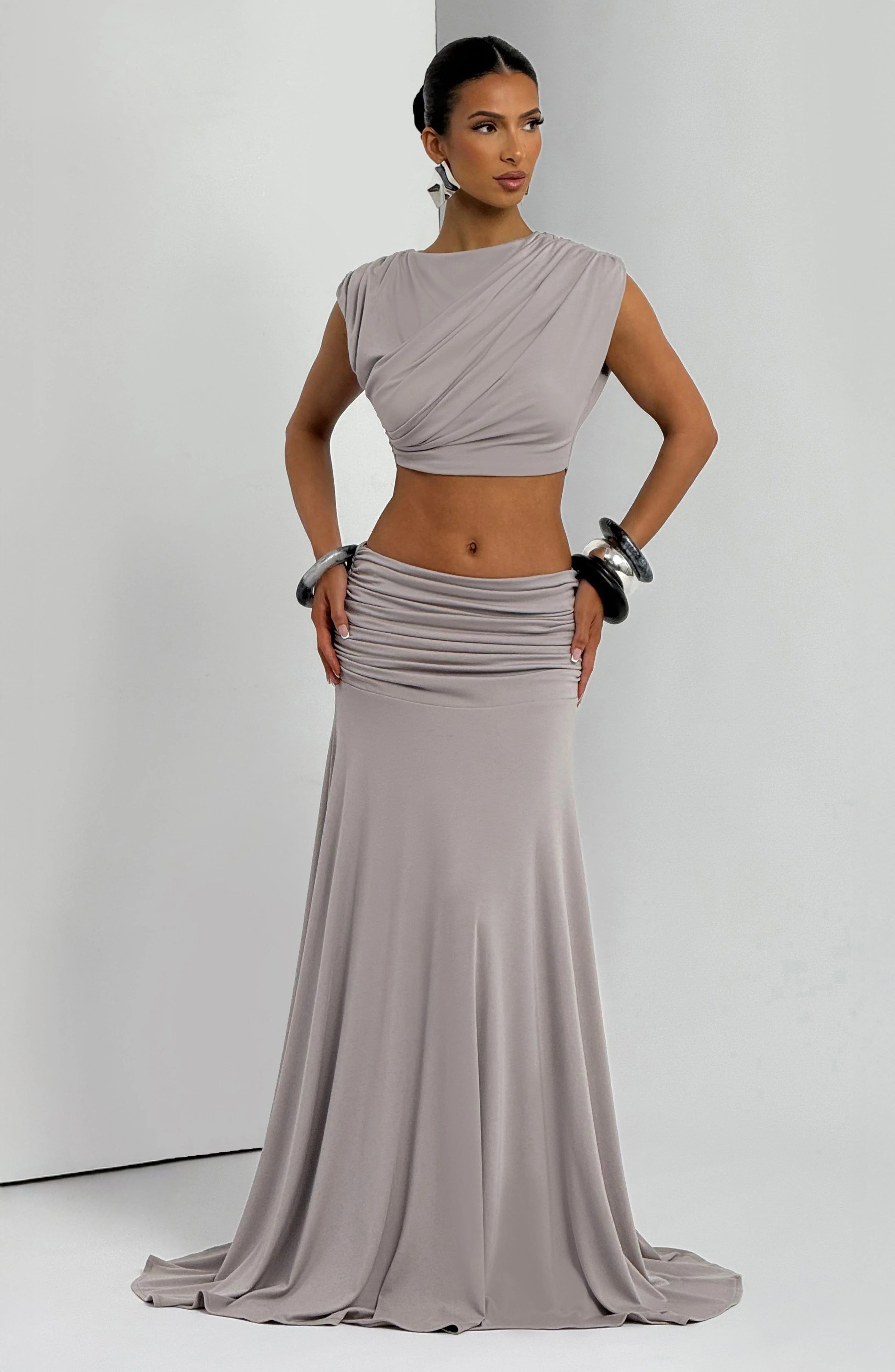 Paige Maxi Skirt - Light Grey - Image 7