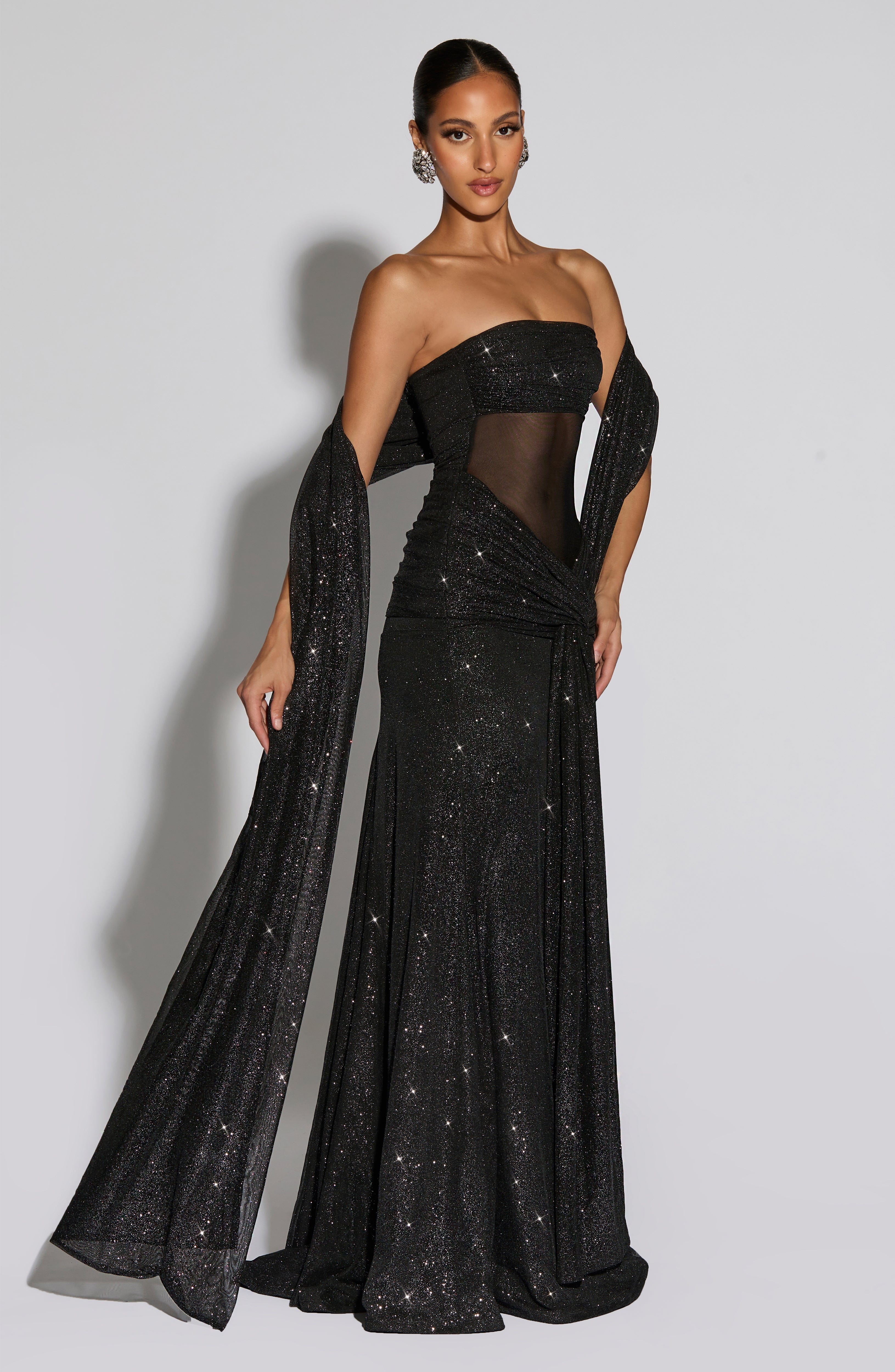 Paula Maxi Dress - Black Sparkle - Image 9