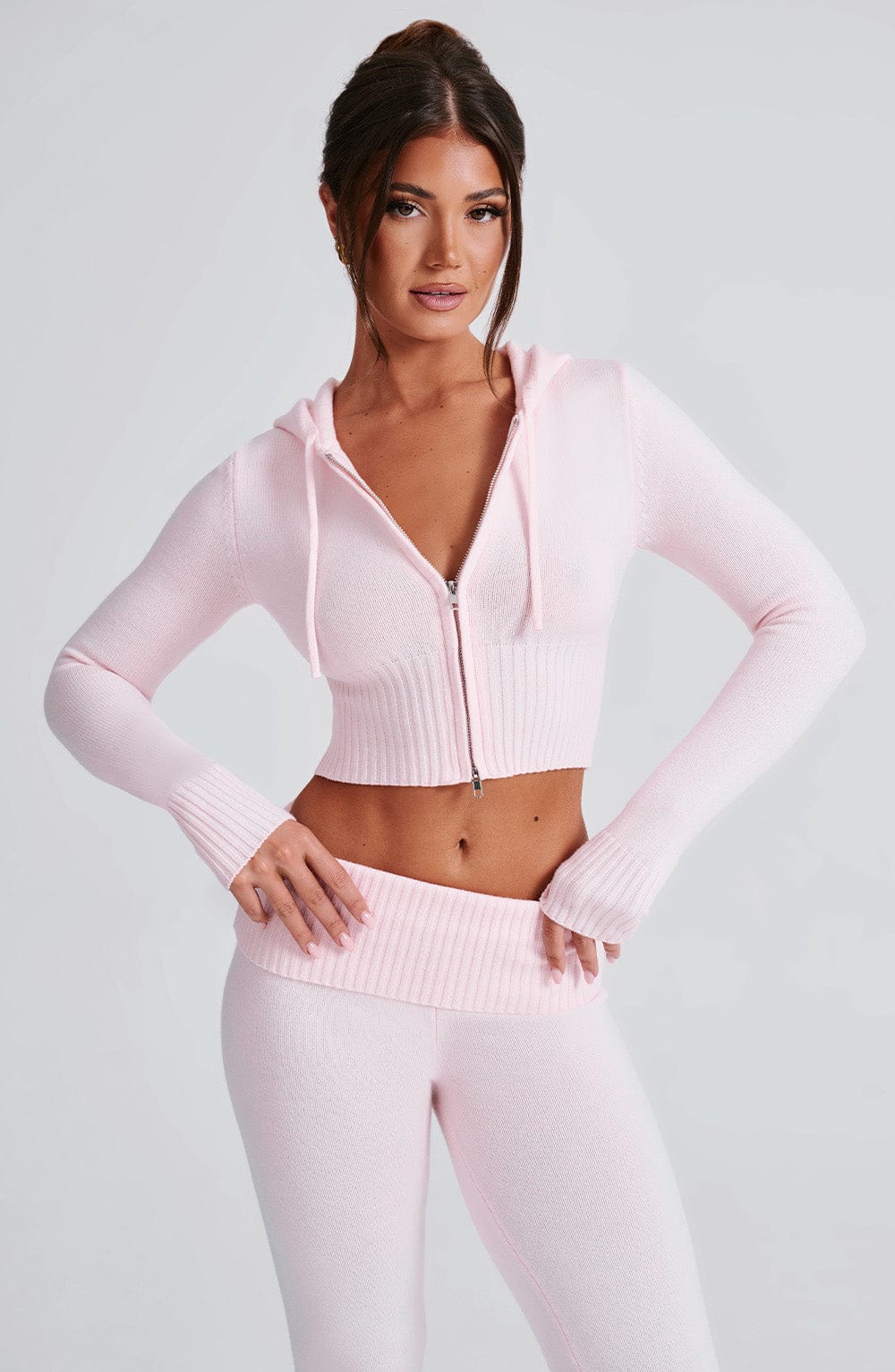 Portia Knit Hoodie - Pink - Image 17