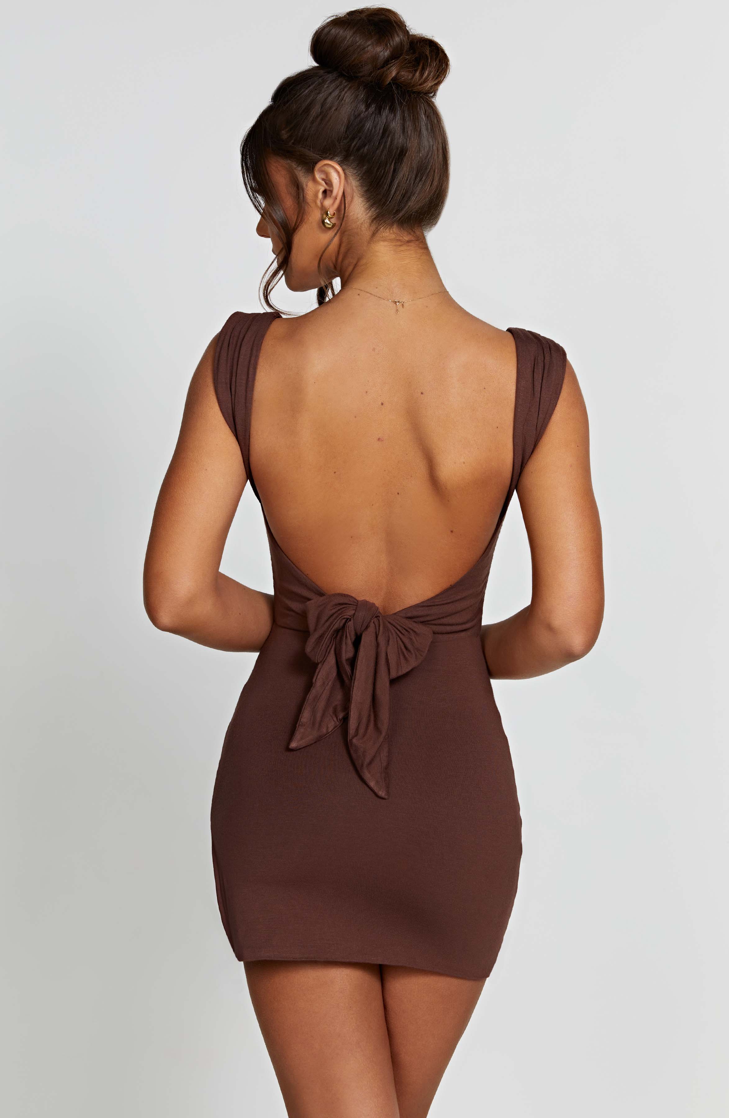 Ria Mini Dress - Chocolate - Image 2