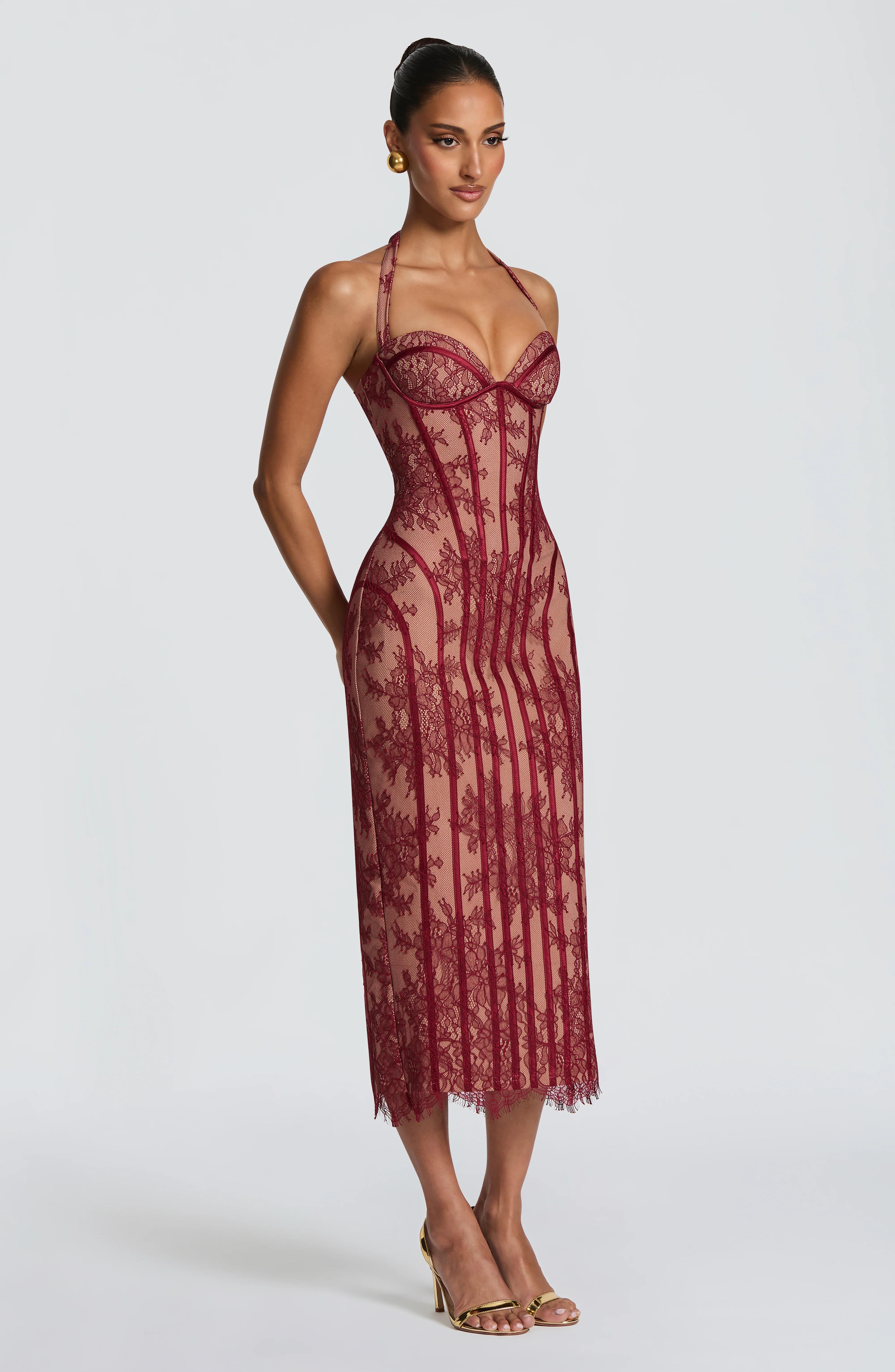 Rona Midi Dress - Burgundy - Image 9