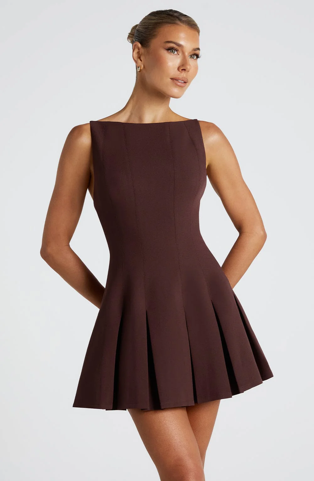 Rory Mini Dress - Plum Brown - Image 3