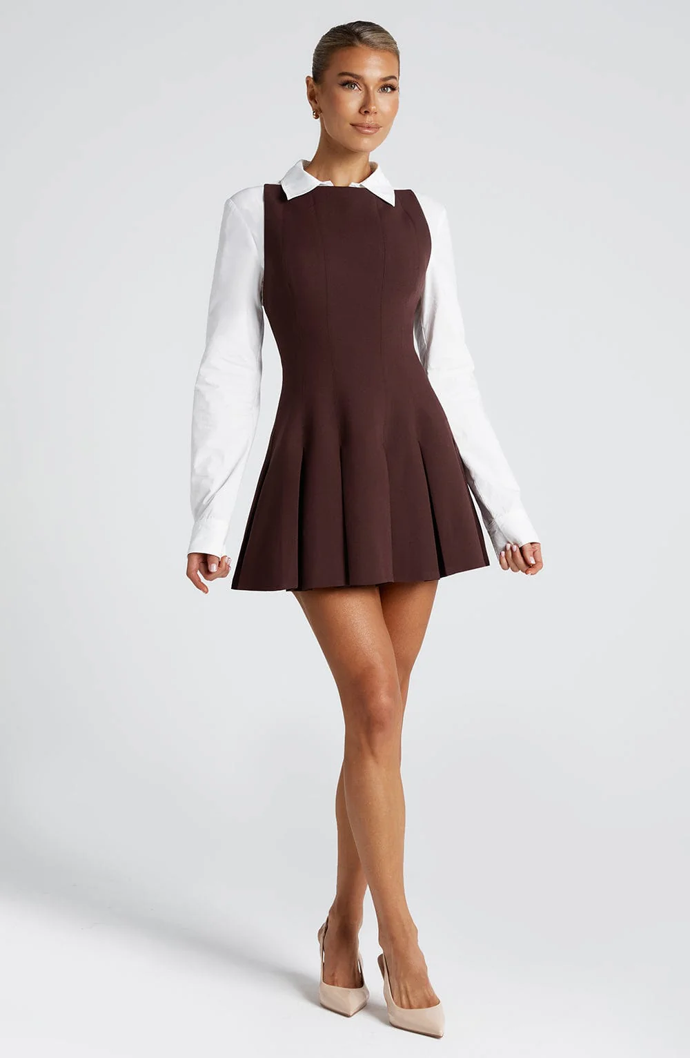 Rory Mini Dress - Plum Brown - Image 7