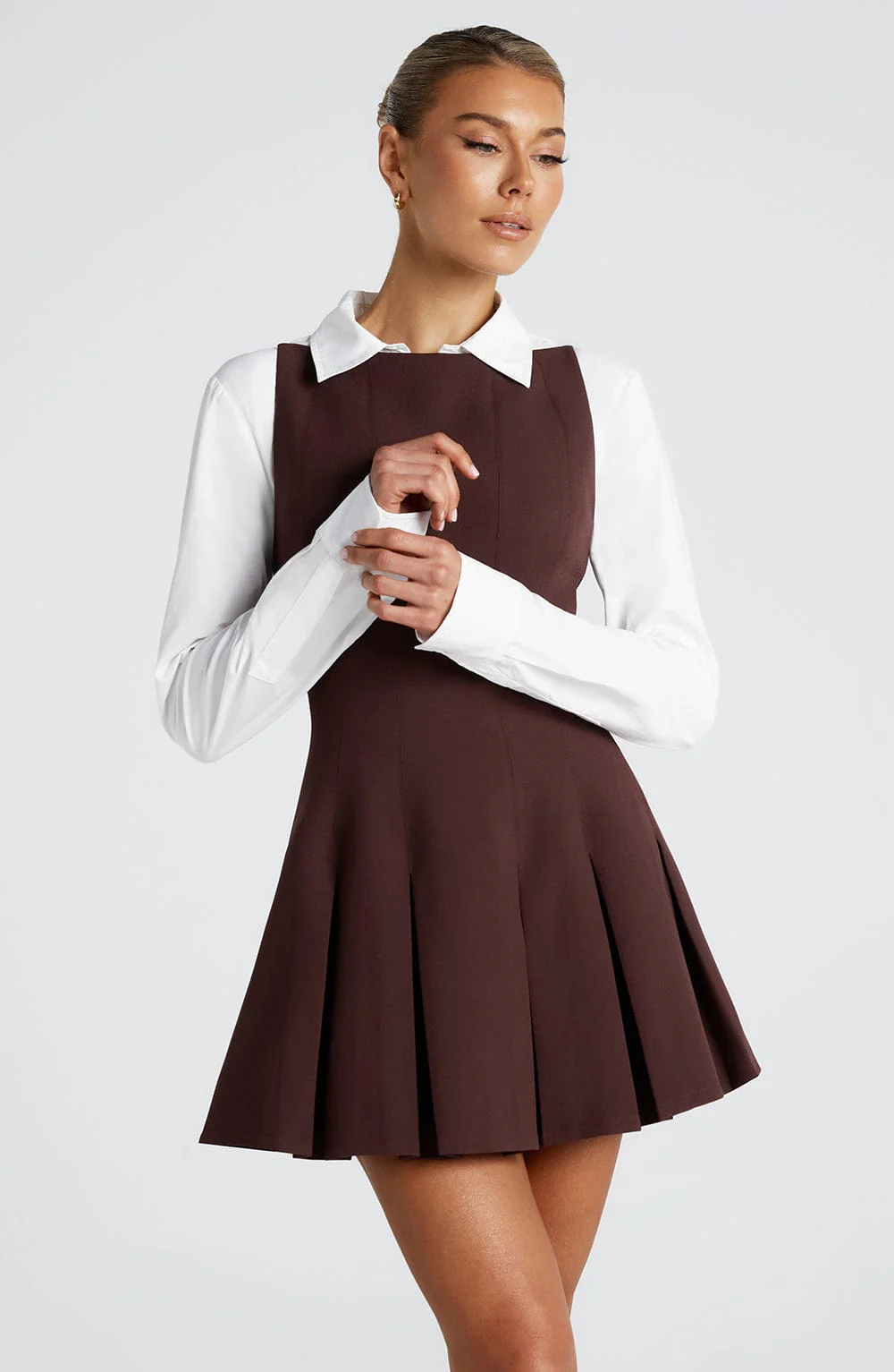 Rory Mini Dress - Plum Brown - Image 8