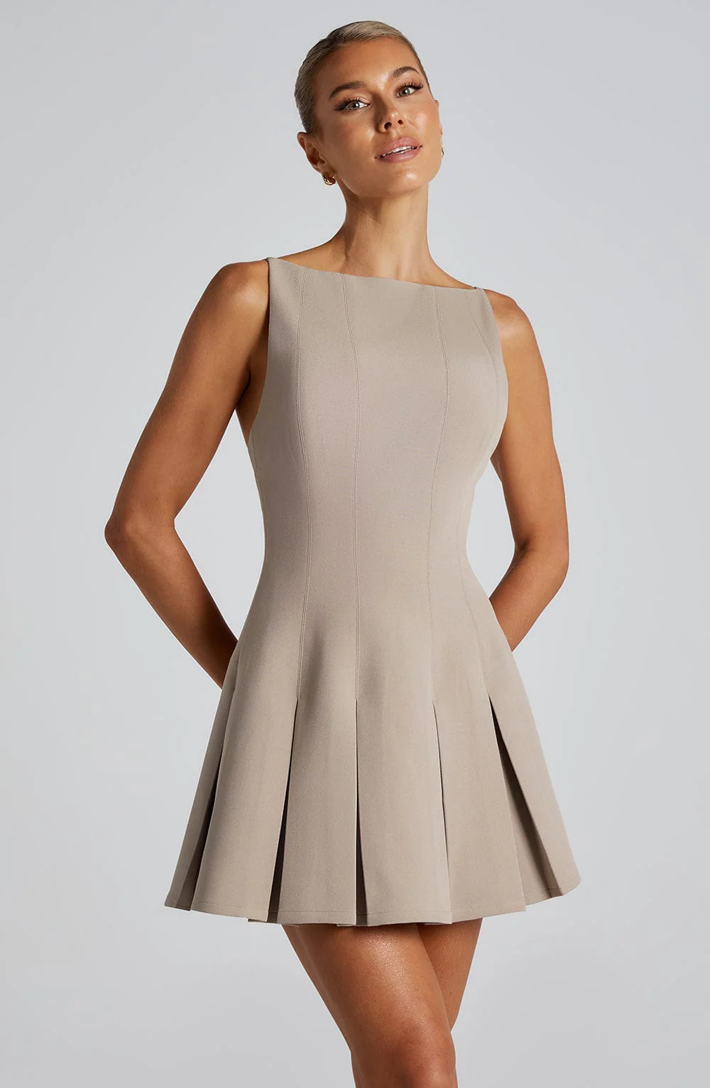 Rory Mini Dress - Taupe - Image 6