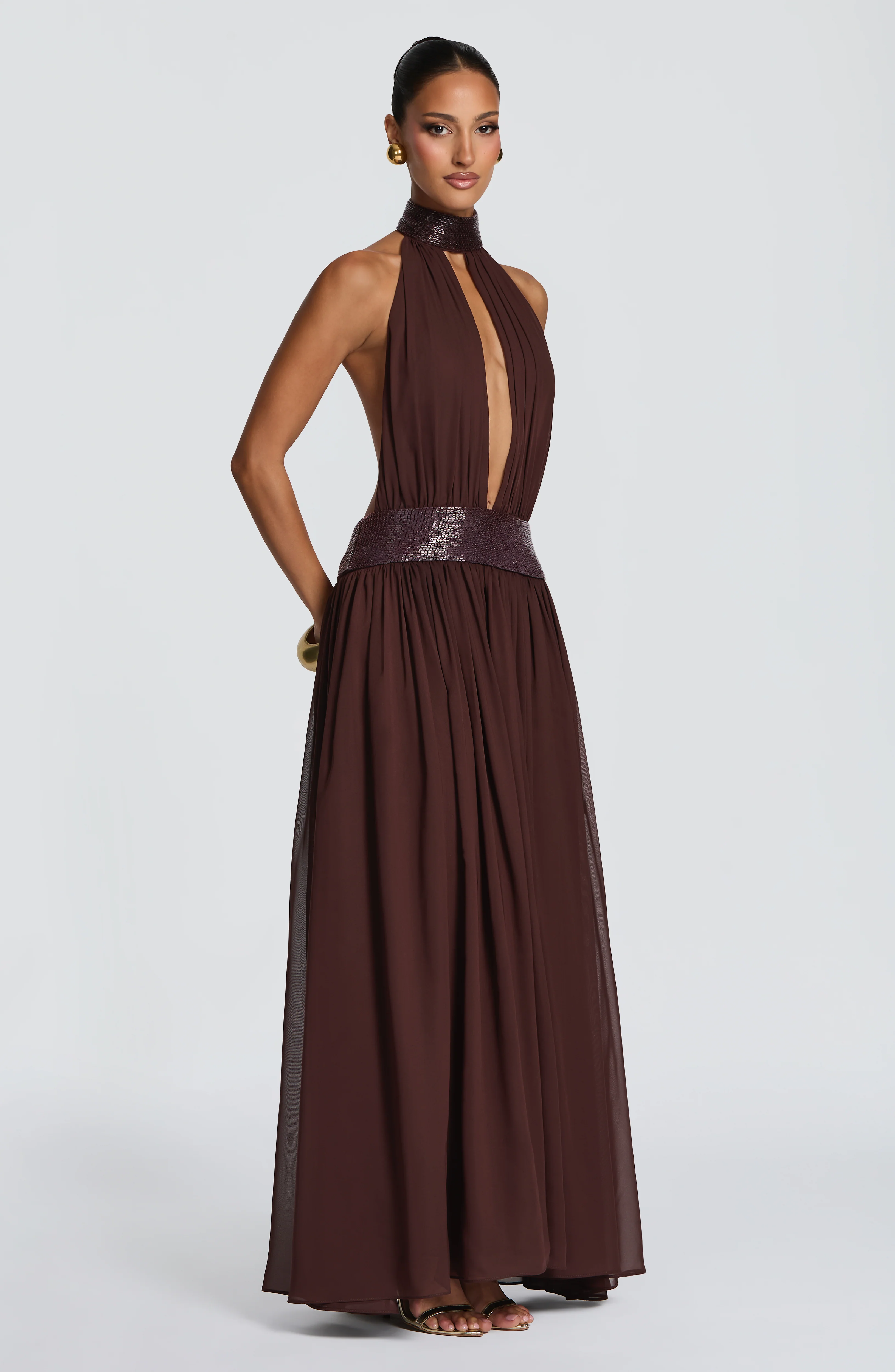 Rosalina Maxi Dress - Plum Brown - Image 3