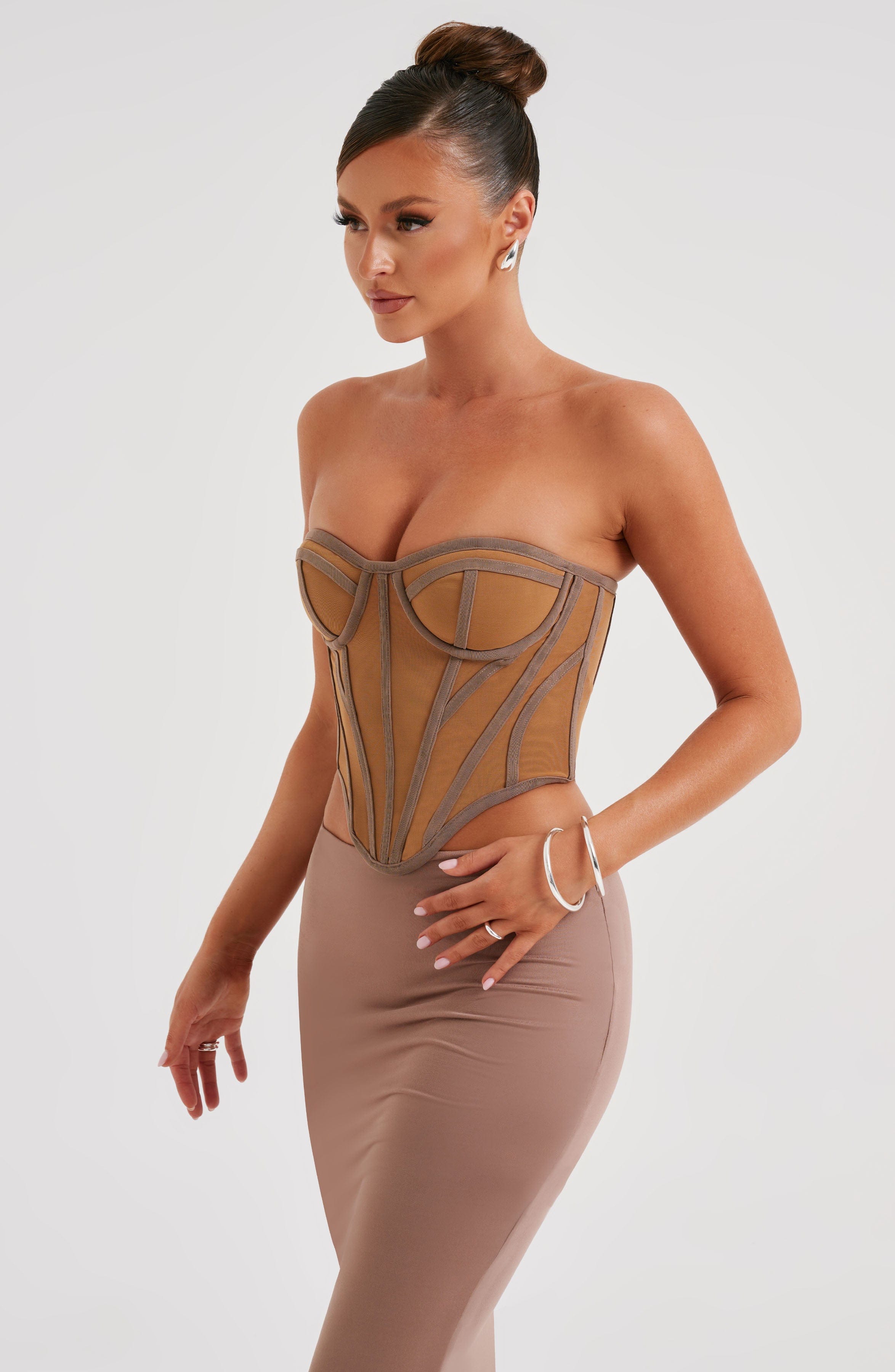 Santanna Corset - Chocolate/Nude - Image 3